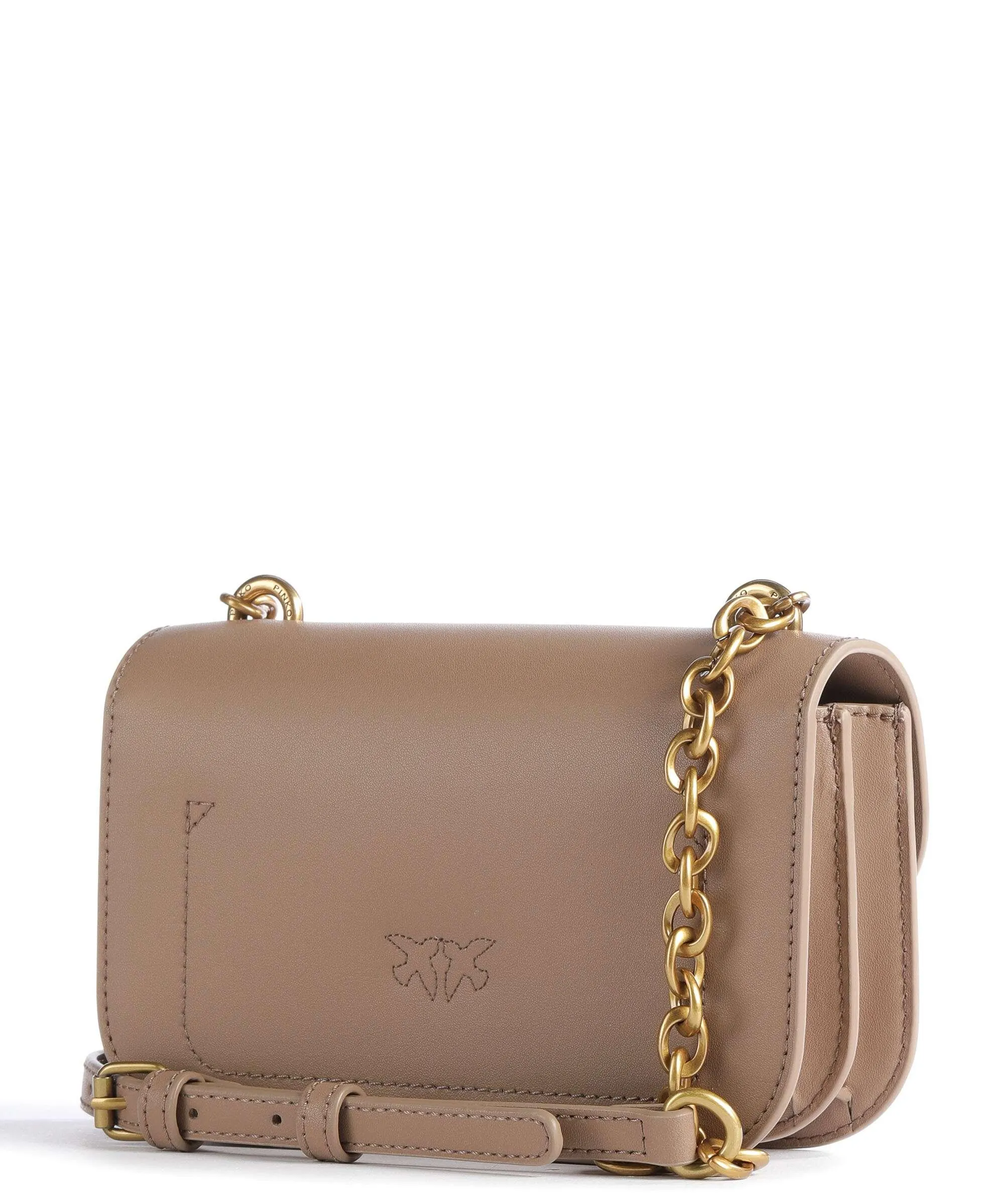 Pinko Love Bell Mini Borsa a tracolla pelle a grana fine marrone  