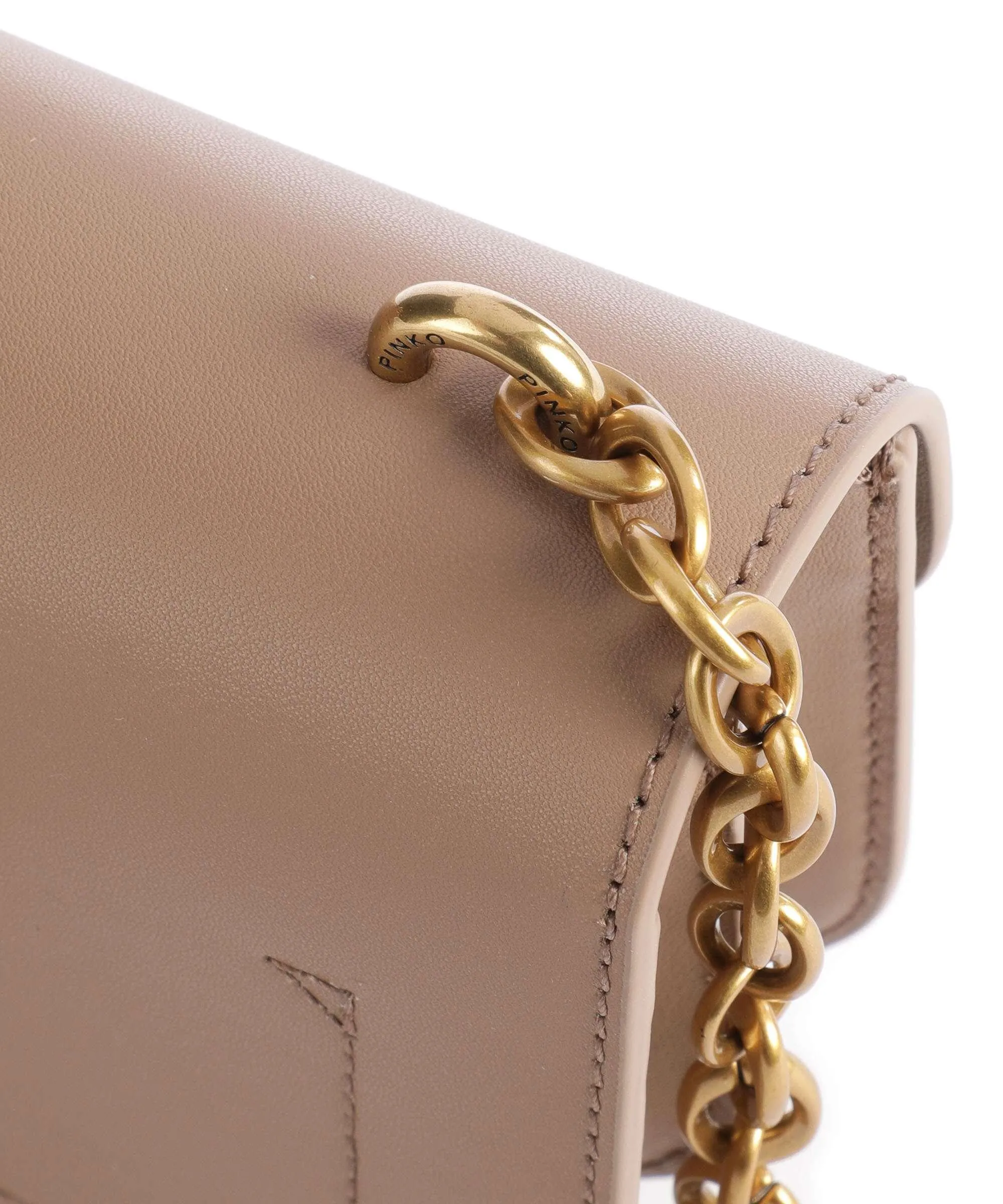  Pinko Love Bell Mini Borsa a tracolla pelle a grana fine marrone  