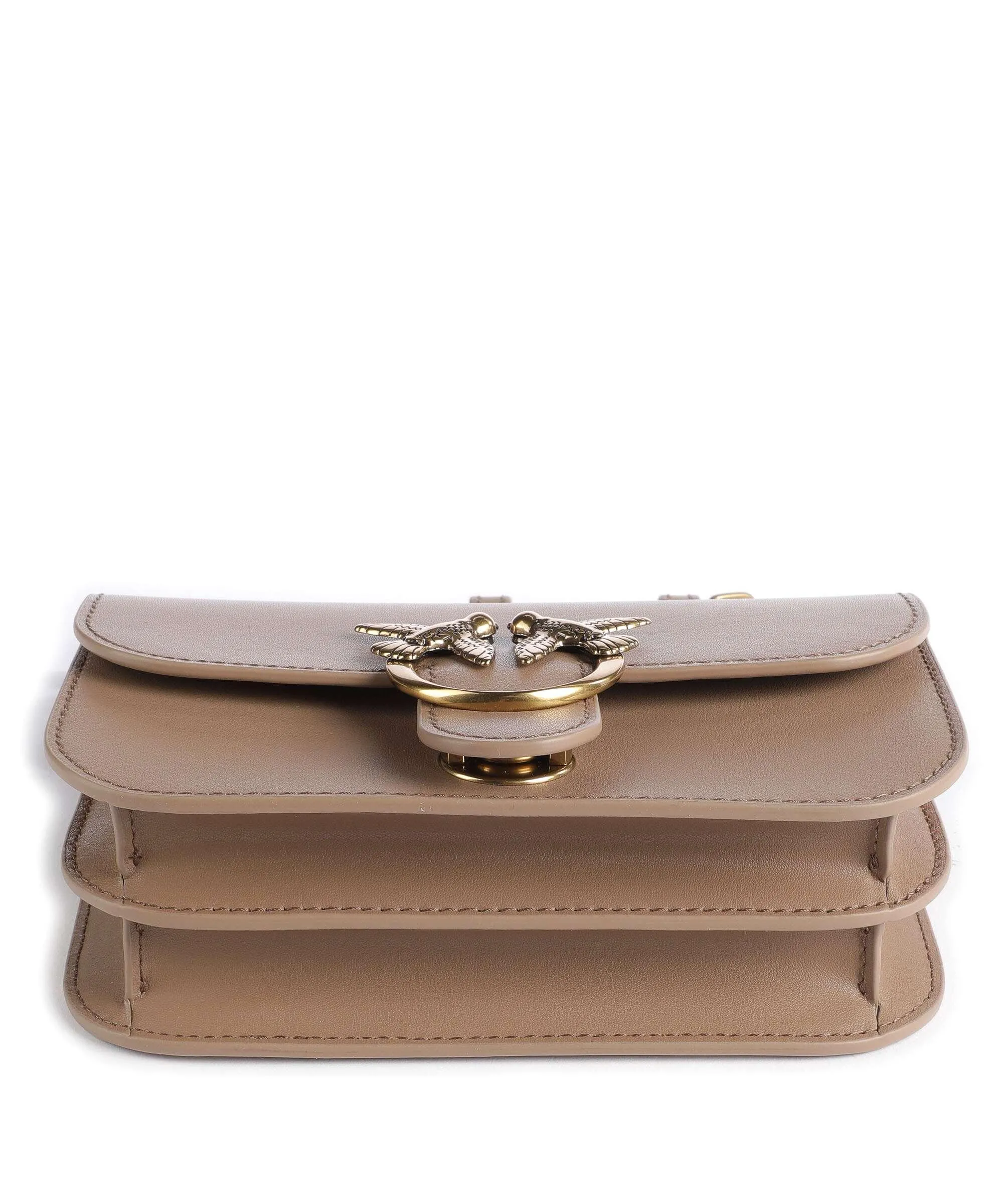  Pinko Love Bell Mini Borsa a tracolla pelle a grana fine marrone  