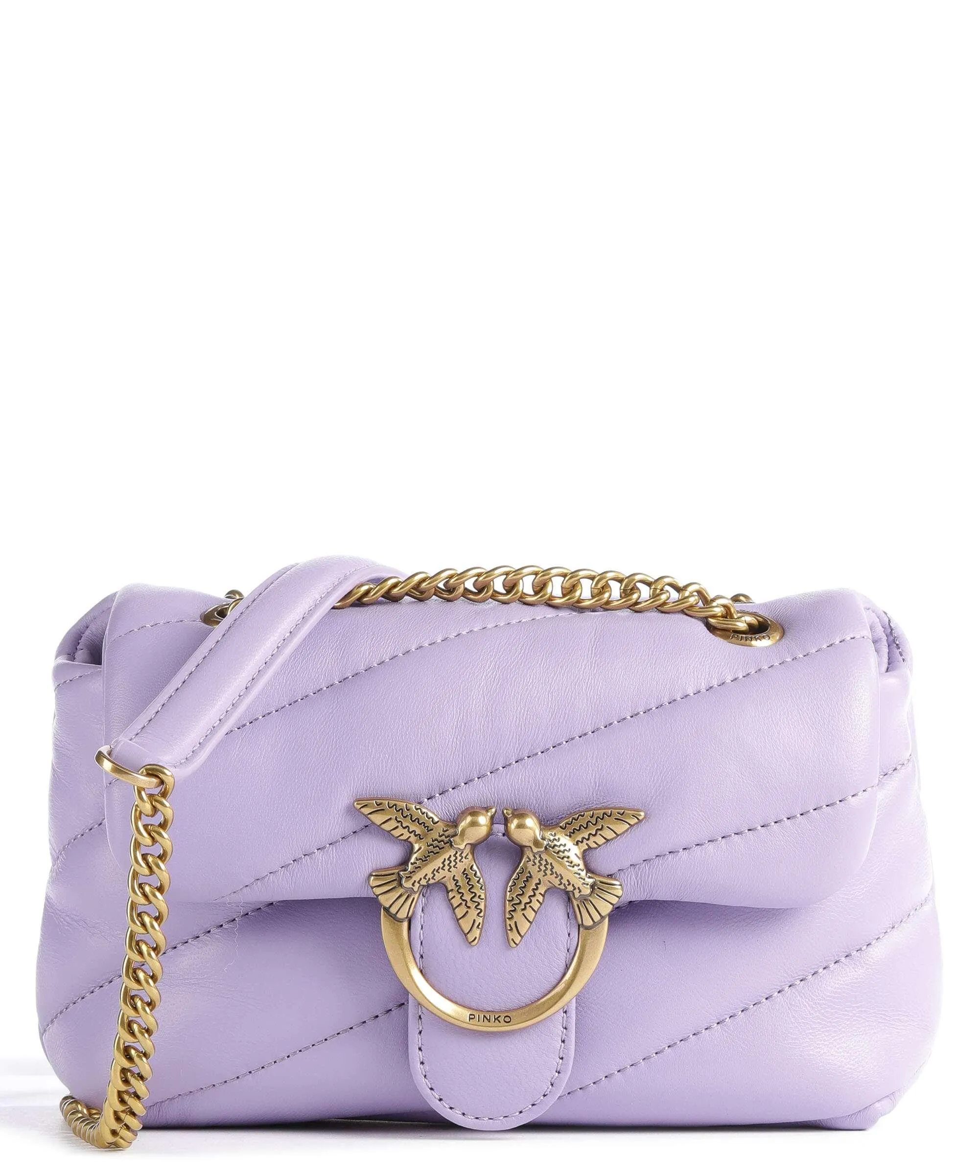  Pinko Love Puff Baby Borsa a spalla pelle di pecora viola  