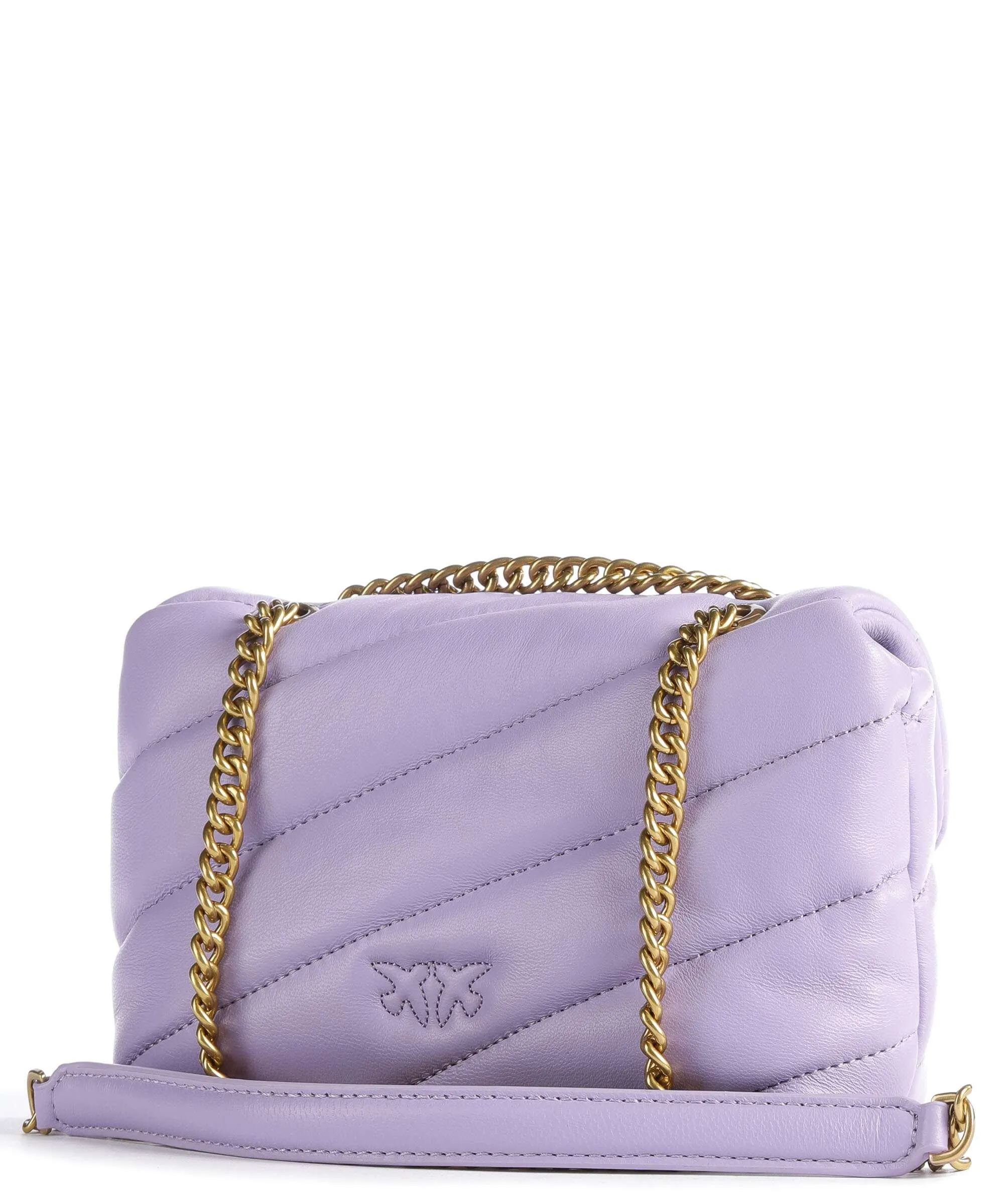  Pinko Love Puff Baby Borsa a spalla pelle di pecora viola  
