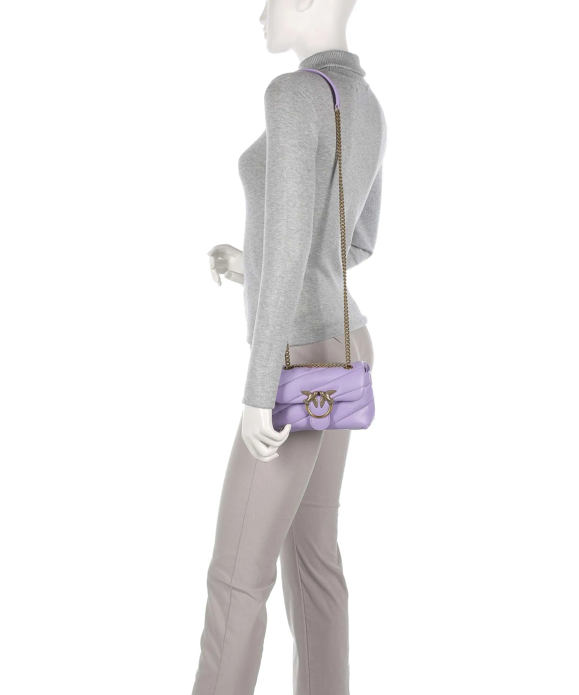  Pinko Love Puff Baby Borsa a spalla pelle di pecora viola  