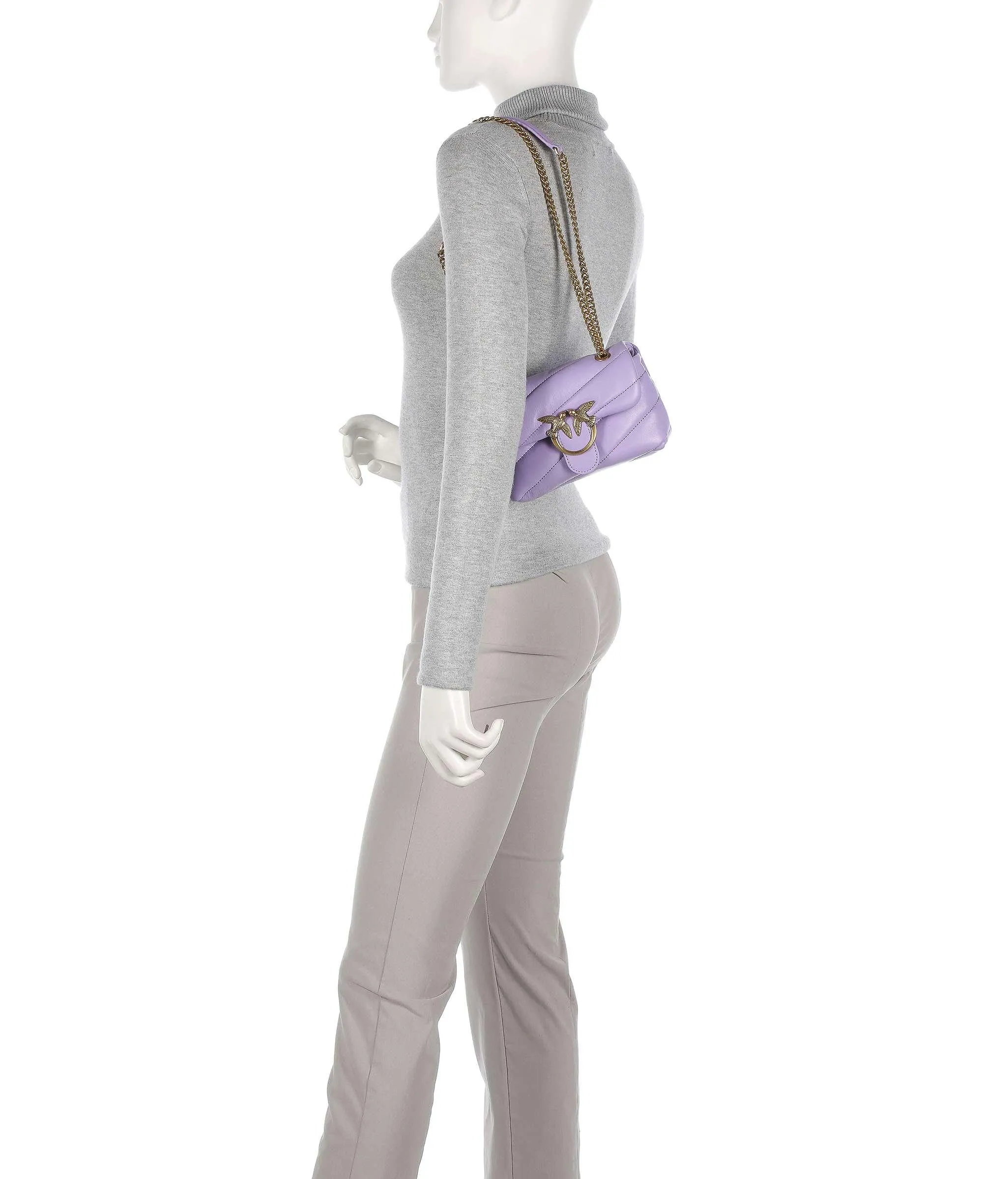  Pinko Love Puff Baby Borsa a spalla pelle di pecora viola  