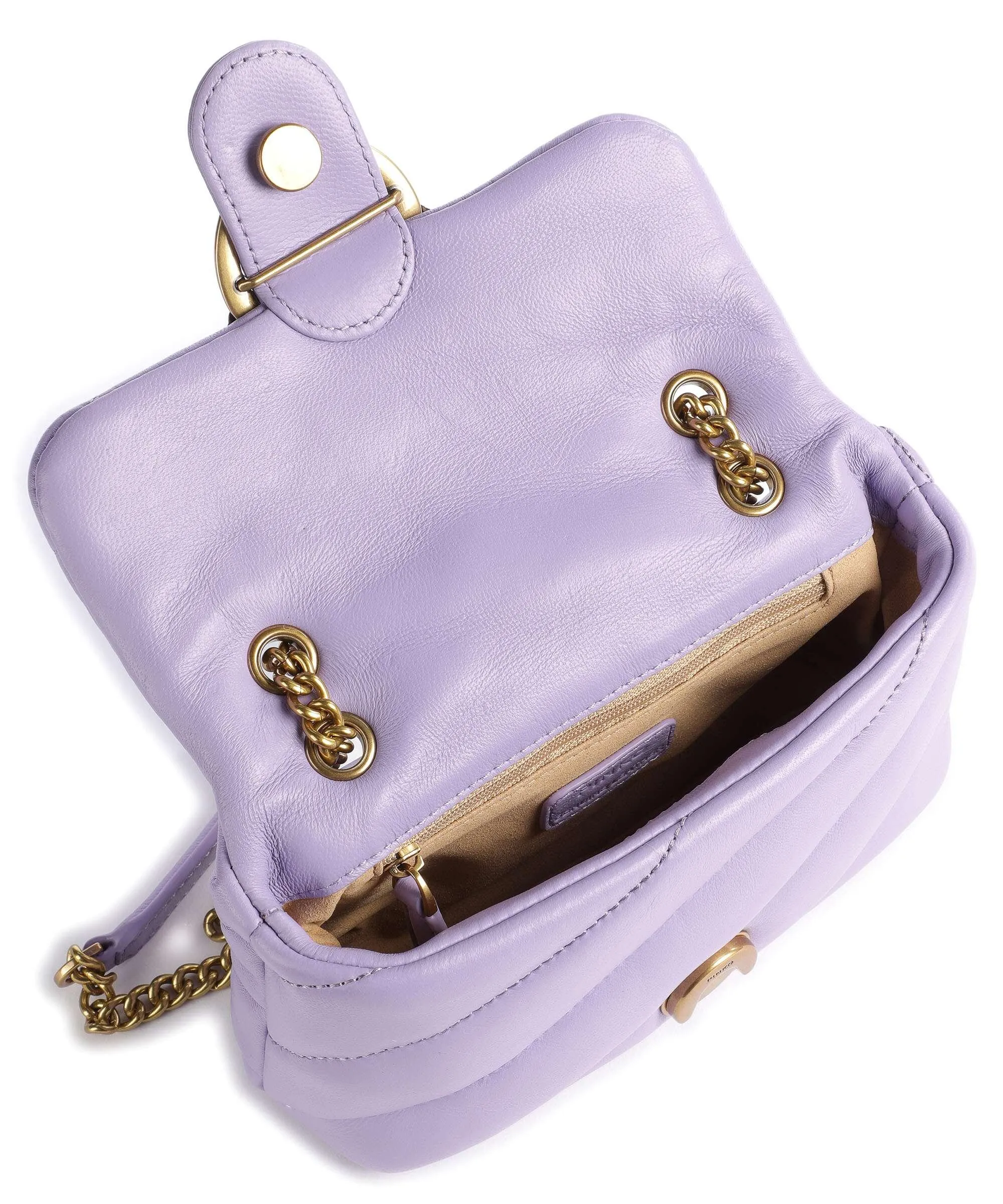  Pinko Love Puff Baby Borsa a spalla pelle di pecora viola  