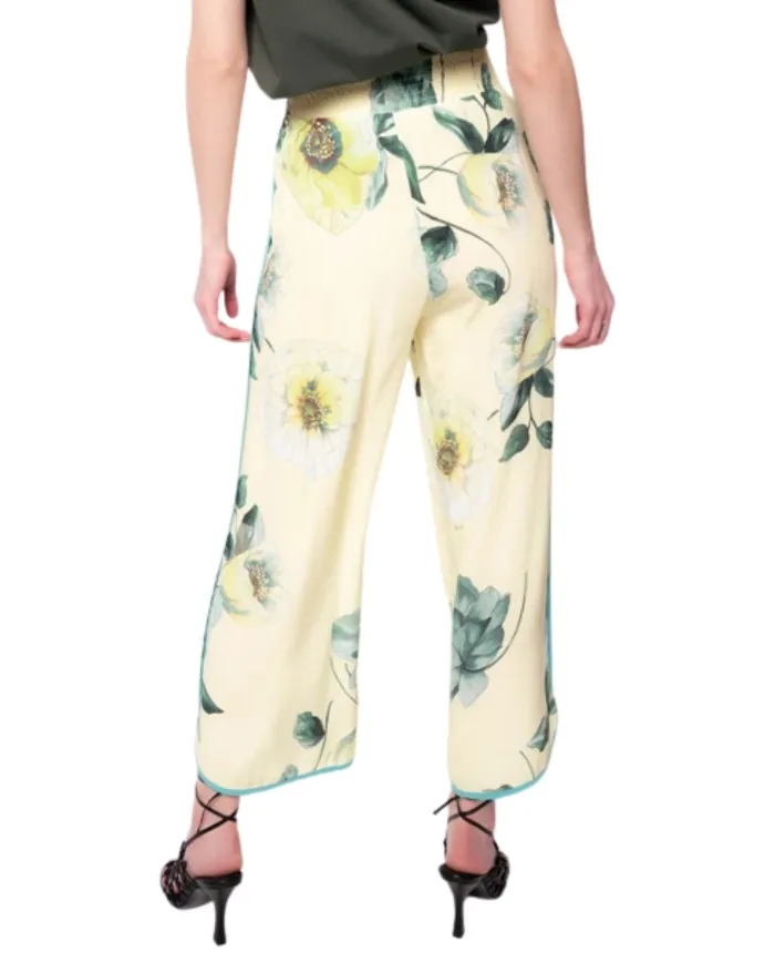 PINKO Pantaloni Donna Palazzo 1G17ACY7SK P-EE Elastico Stampa Rose HS4 ST.rose multicolor