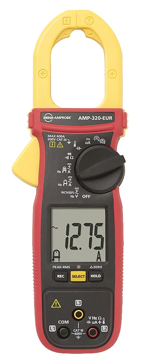 Pinza amperometrica per corrente e tensione Beha-Amprobe AMP 320, Max 600A ca, Max 600V cc, Cert. ISO