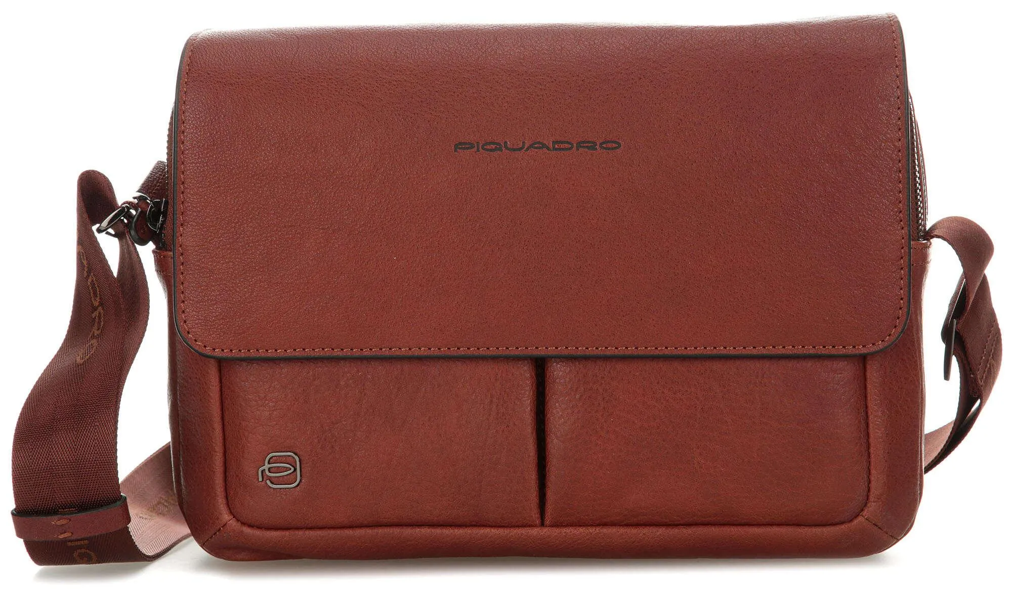  Piquadro Black Square Borsa messenger pelle di vacchetta grana tabacco  