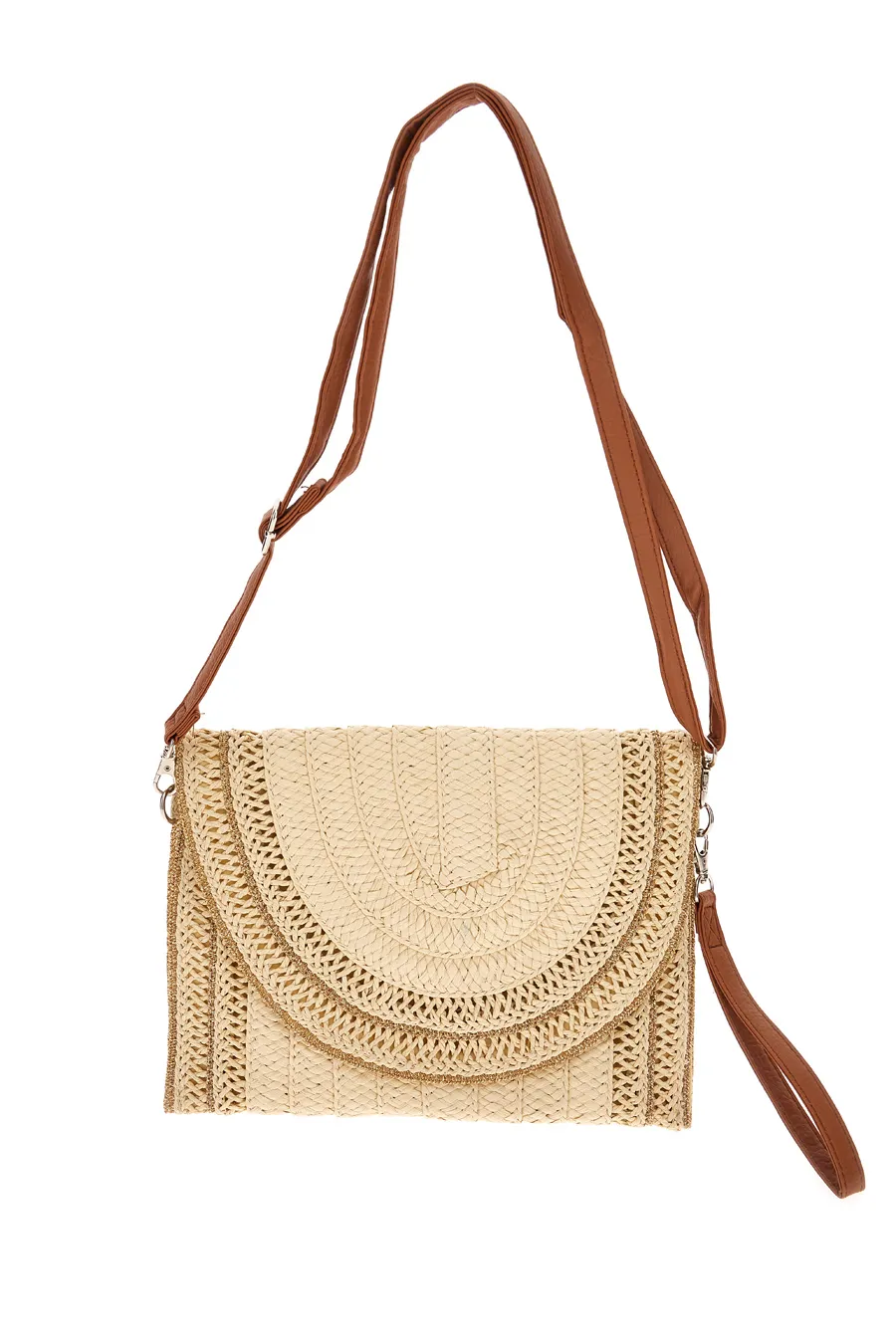 Pochette Borsa a Tracolla Beige in Rafia LWB 015