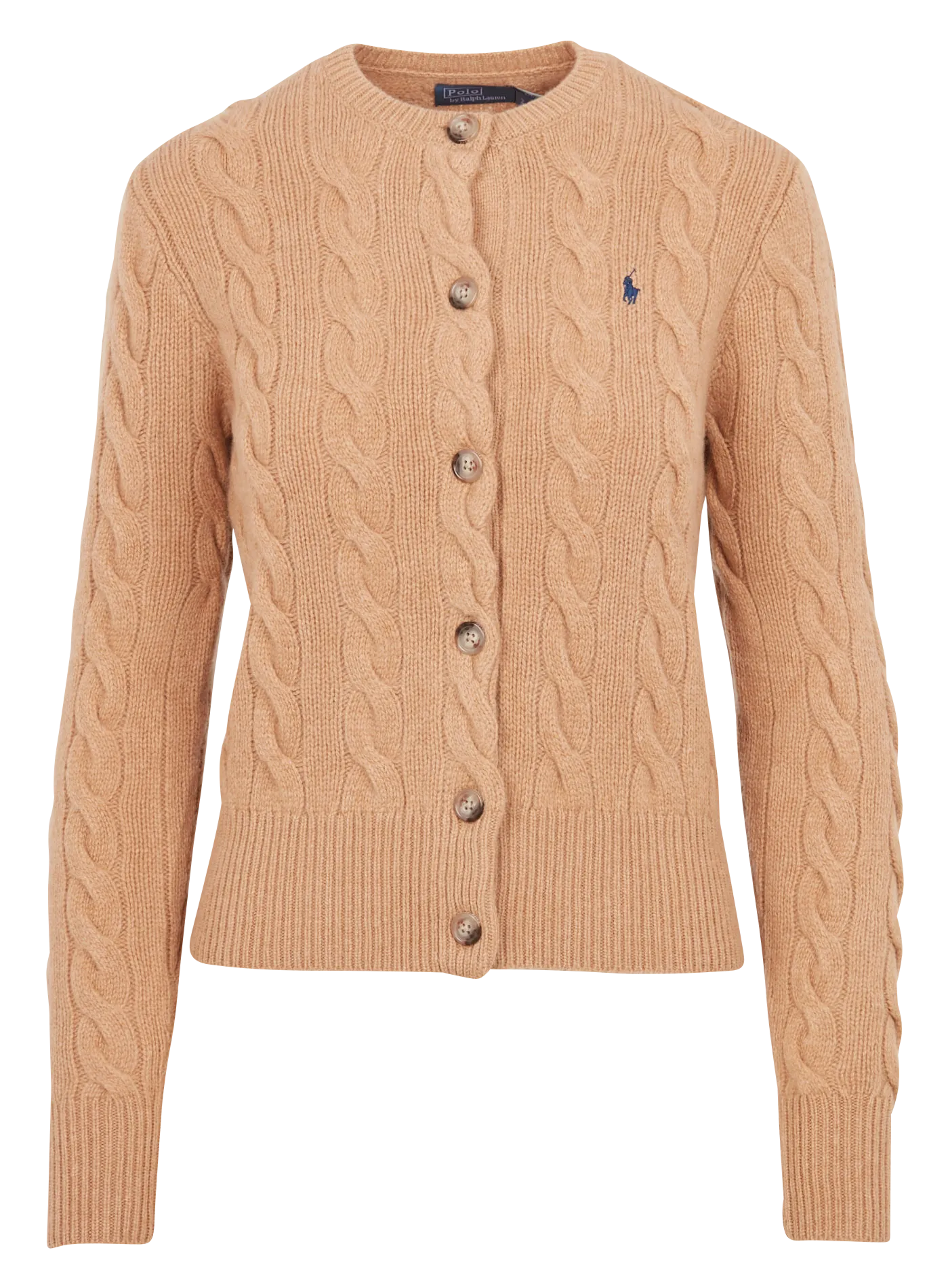  POLO RALPH LAUREN   Cardigan scollo tondo ricamato in lana e cashmere | Beige