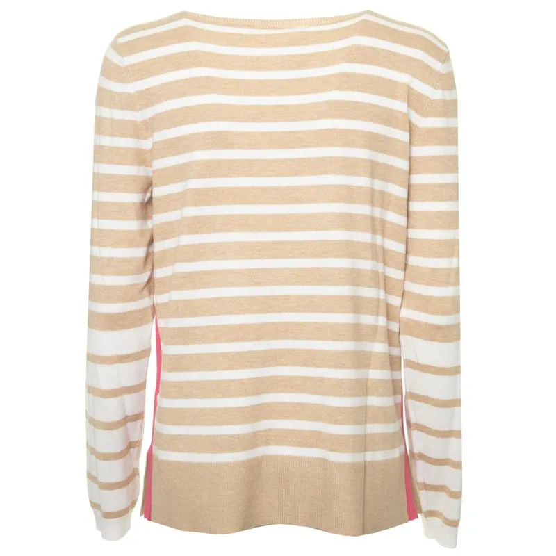 Pullover bicolore a righe in viscosa stretch 