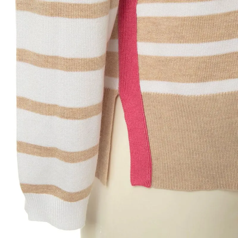 Pullover bicolore a righe in viscosa stretch 