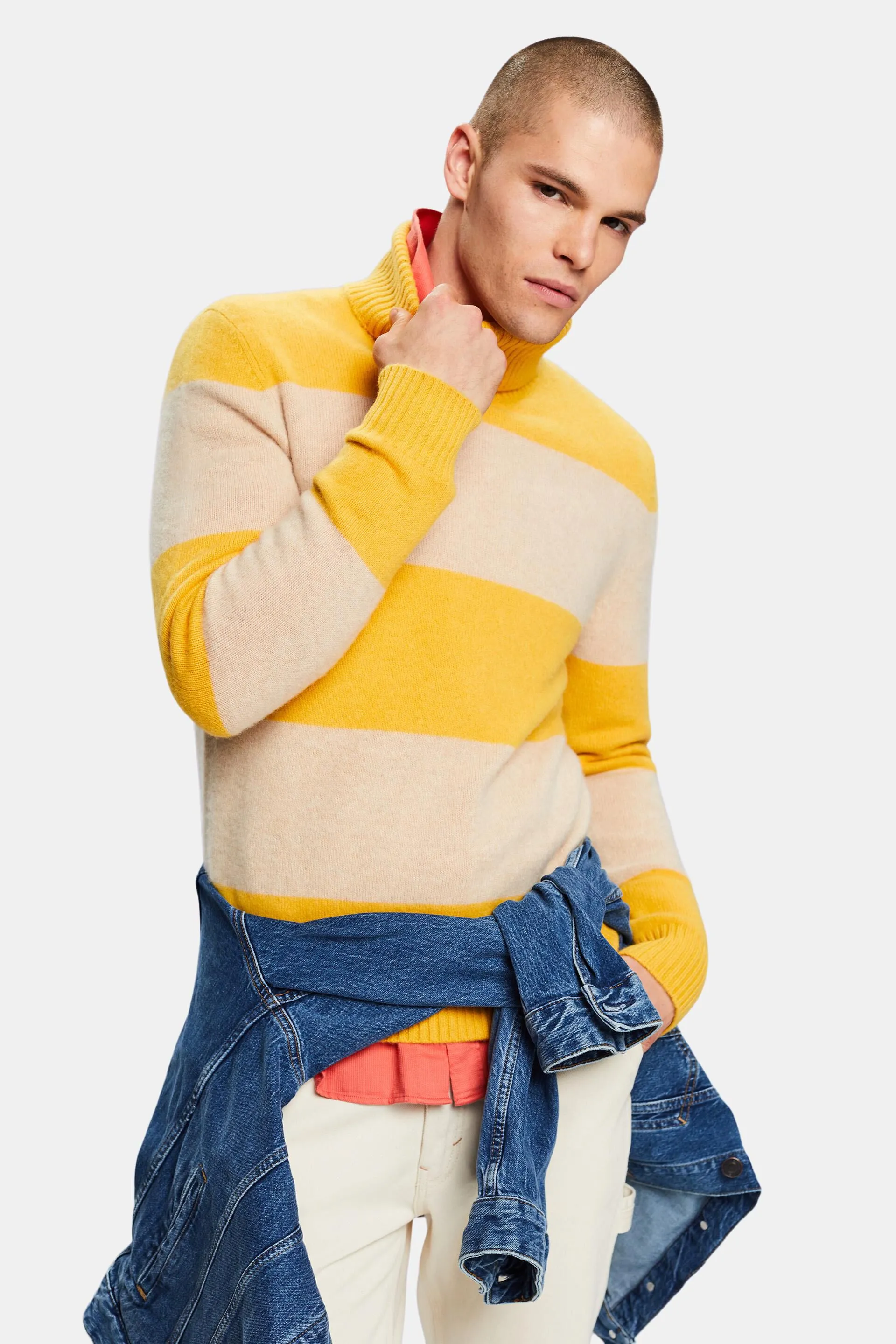 Pullover dolcevita a righe in cachemire