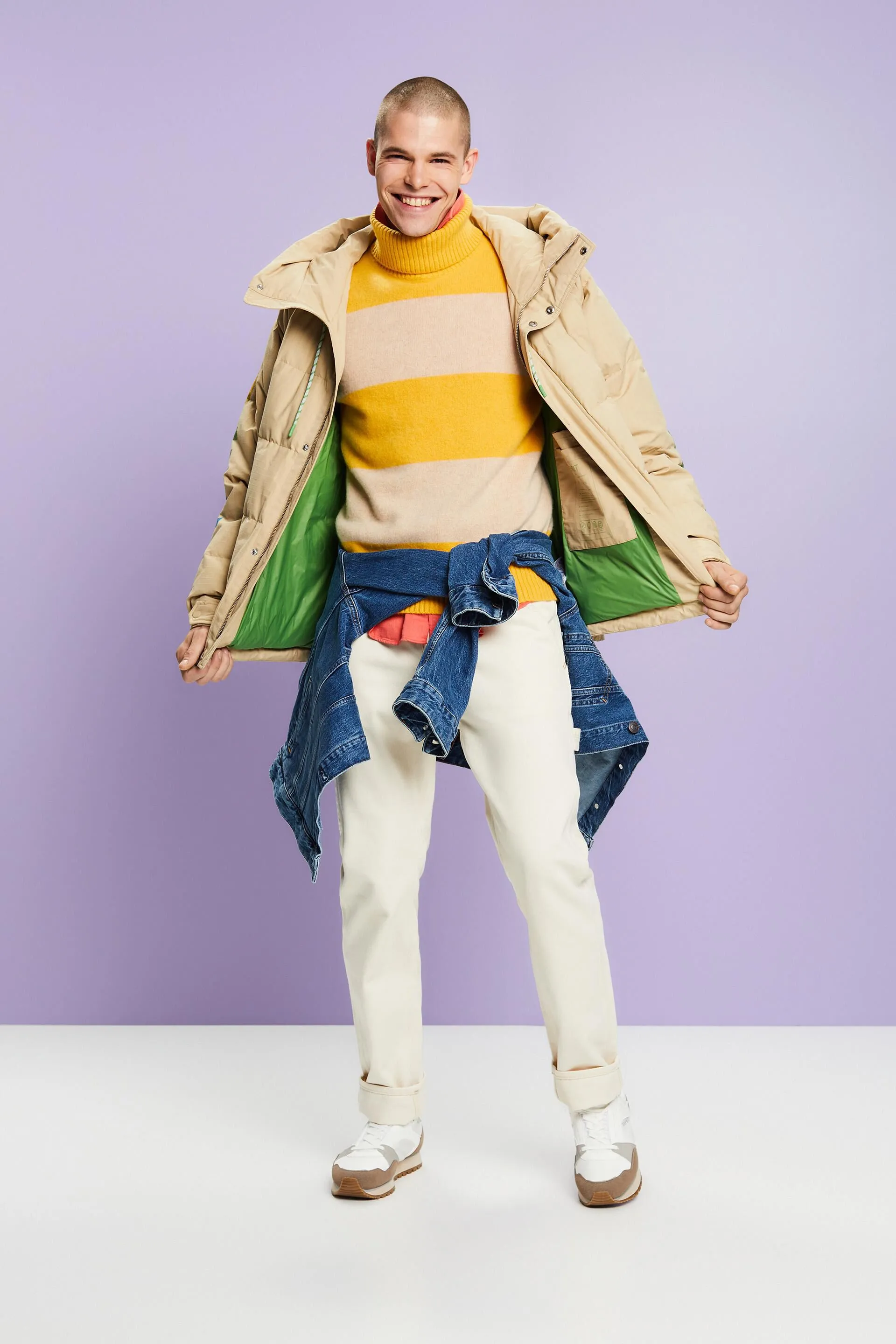 Pullover dolcevita a righe in cachemire