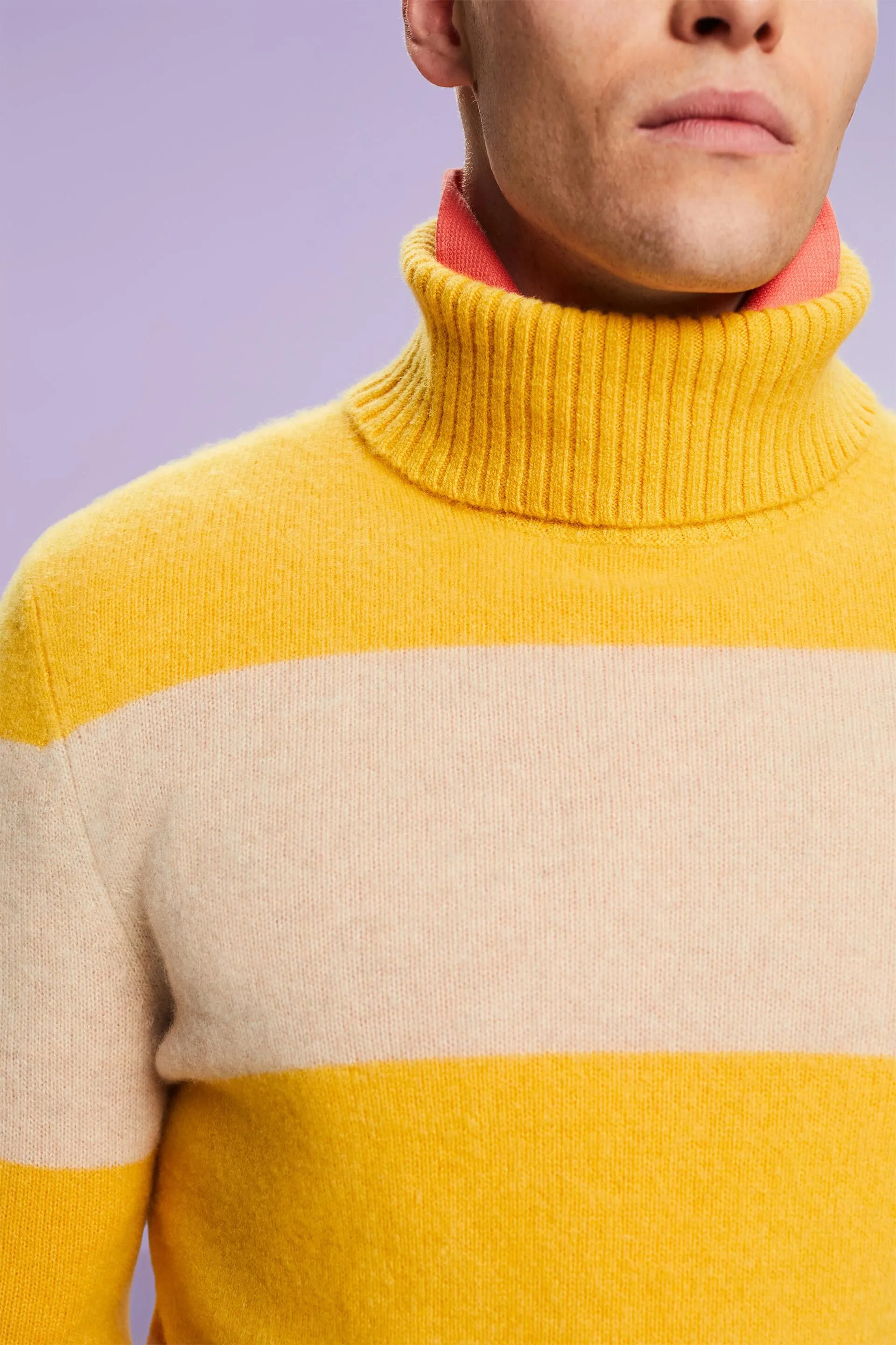Pullover dolcevita a righe in cachemire
