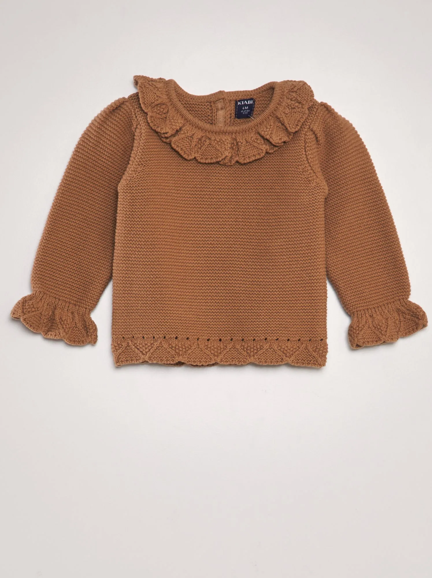 Pullover in maglia traforata - MARRONE