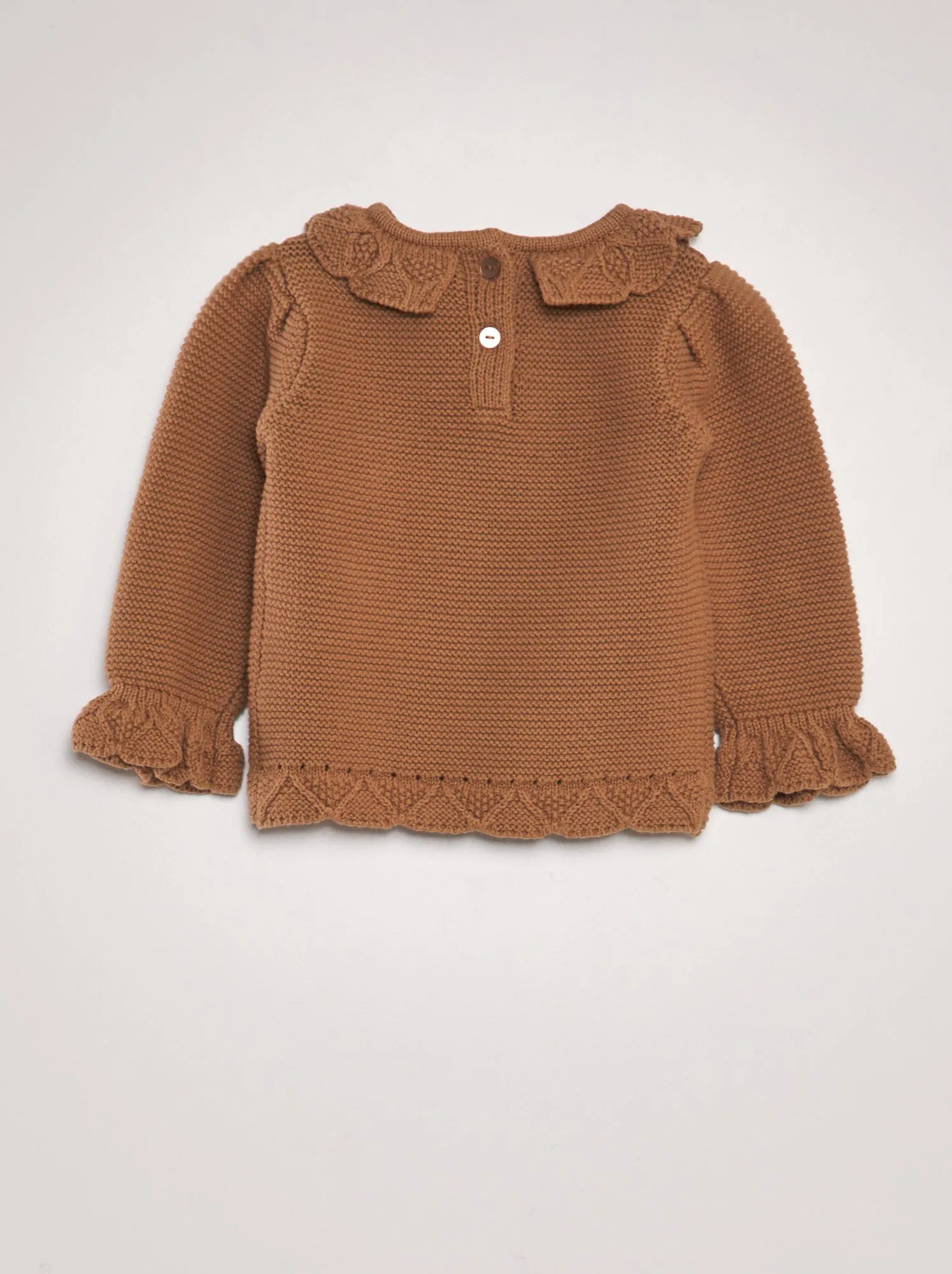 Pullover in maglia traforata - MARRONE