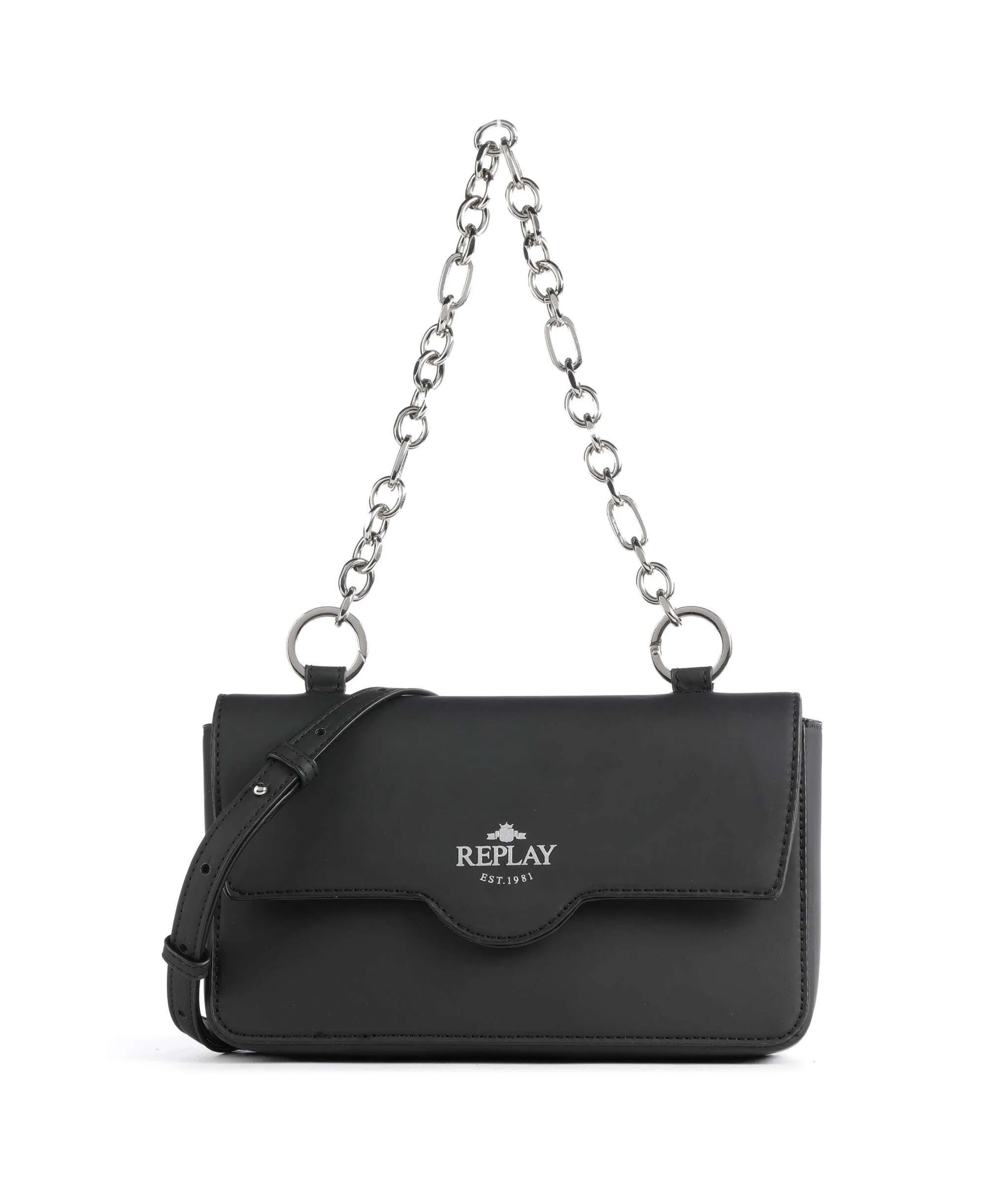  Replay Borsa a spalla pelle sintetica nero  