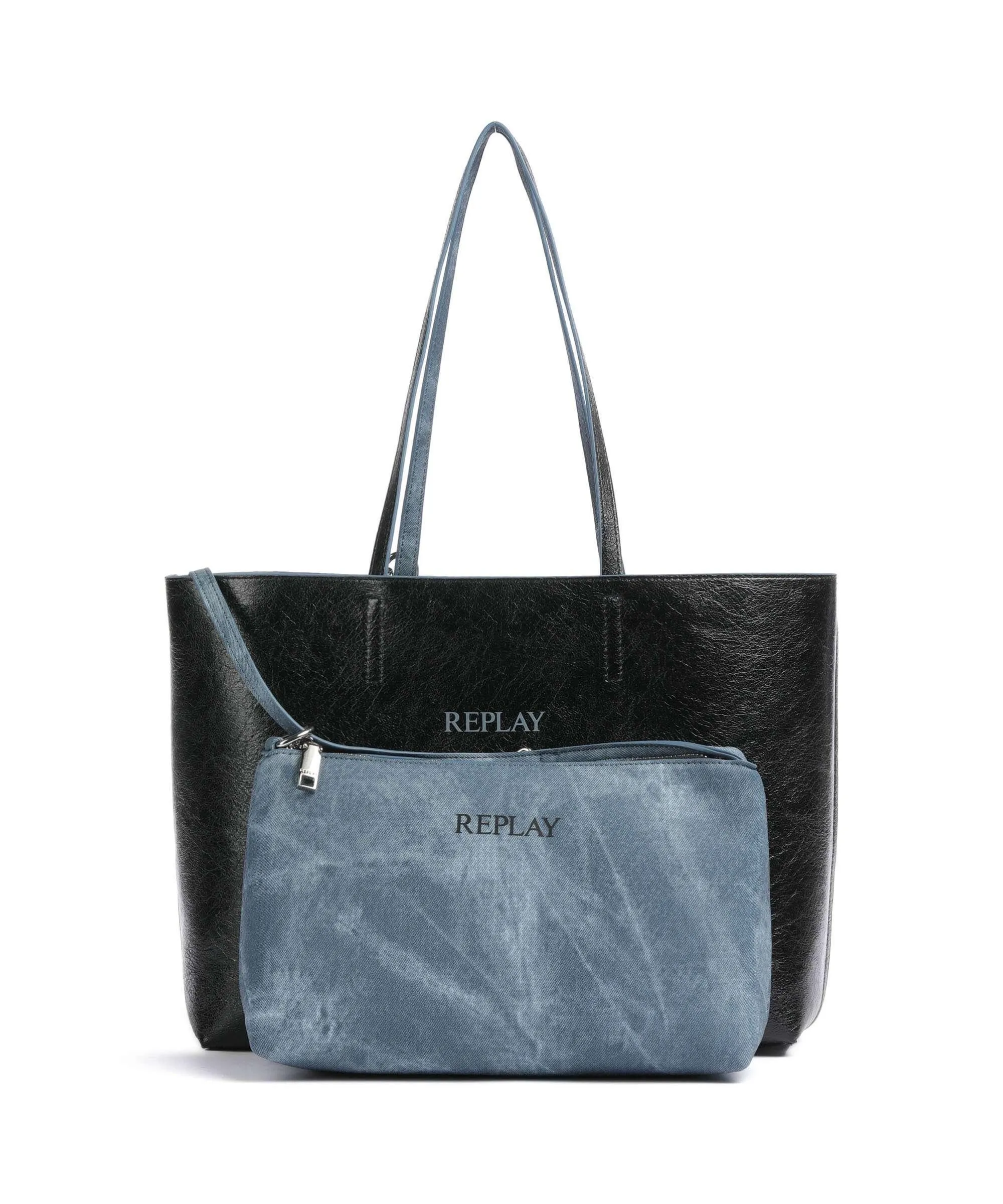  Replay Borsa shopper pelle sintetica jeans  