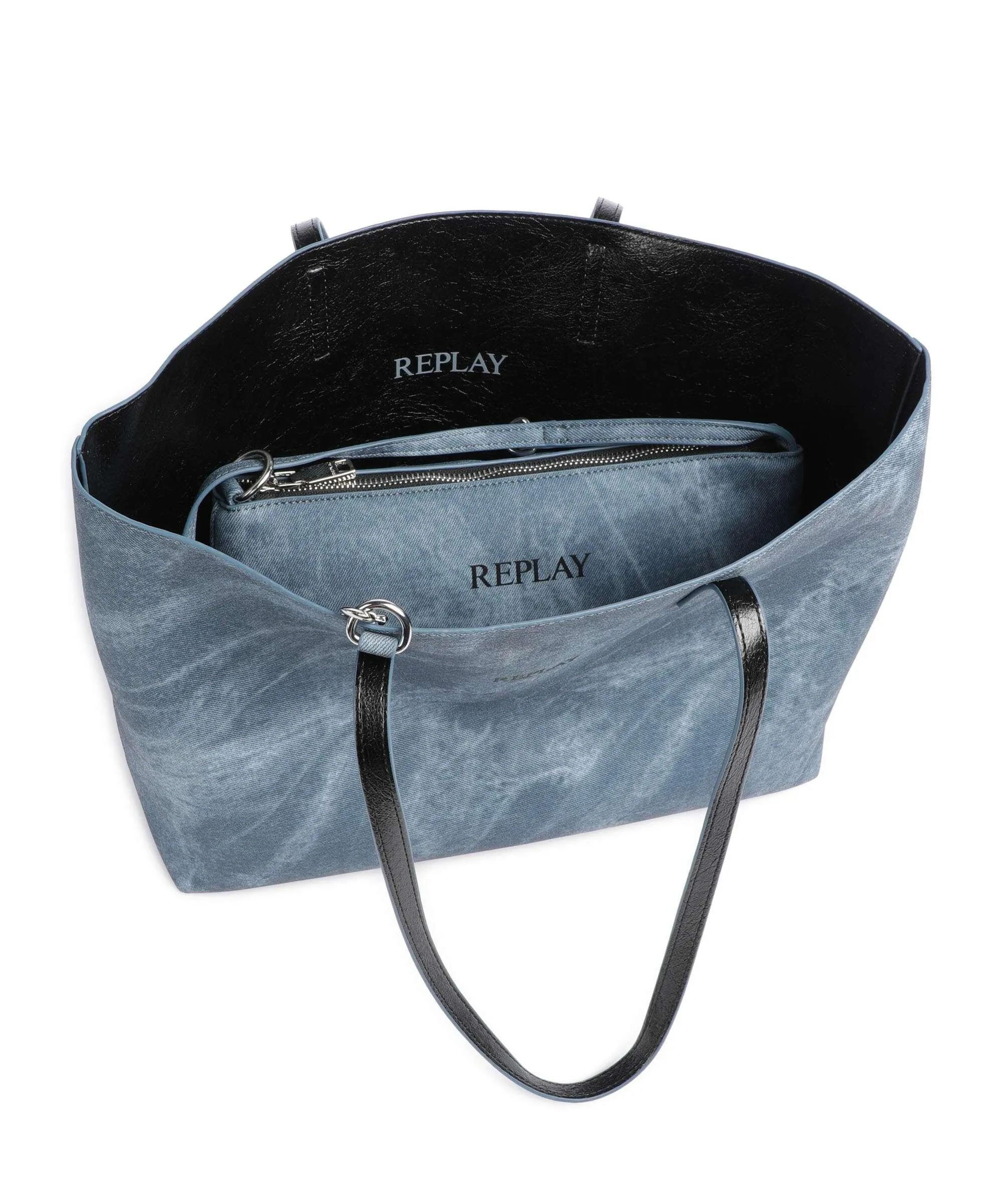  Replay Borsa shopper pelle sintetica jeans  