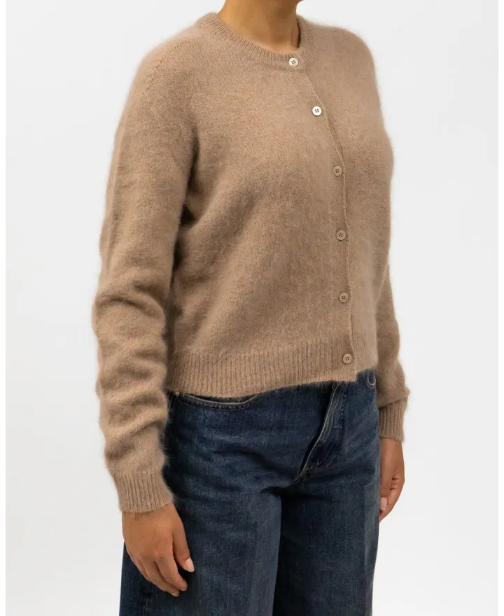 Roberto Collina - Cardigan Coreana Angora Cammello Donna