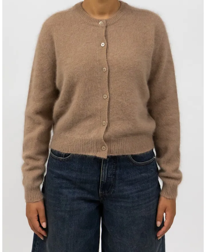 Roberto Collina - Cardigan Coreana Angora Cammello Donna