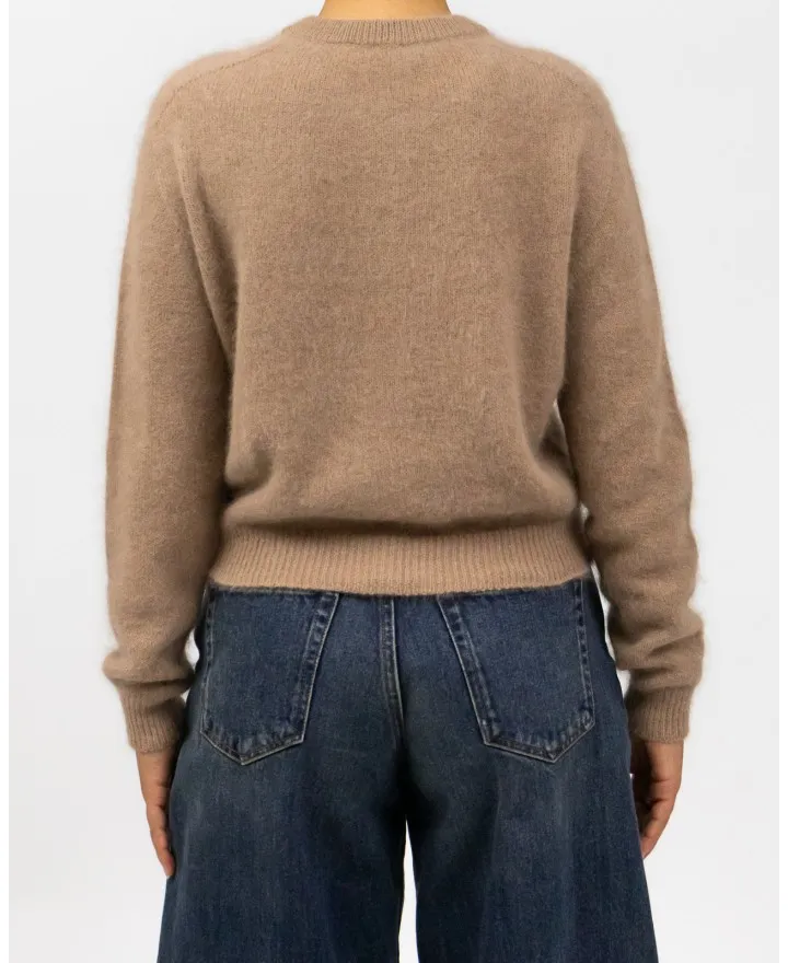 Roberto Collina - Cardigan Coreana Angora Cammello Donna