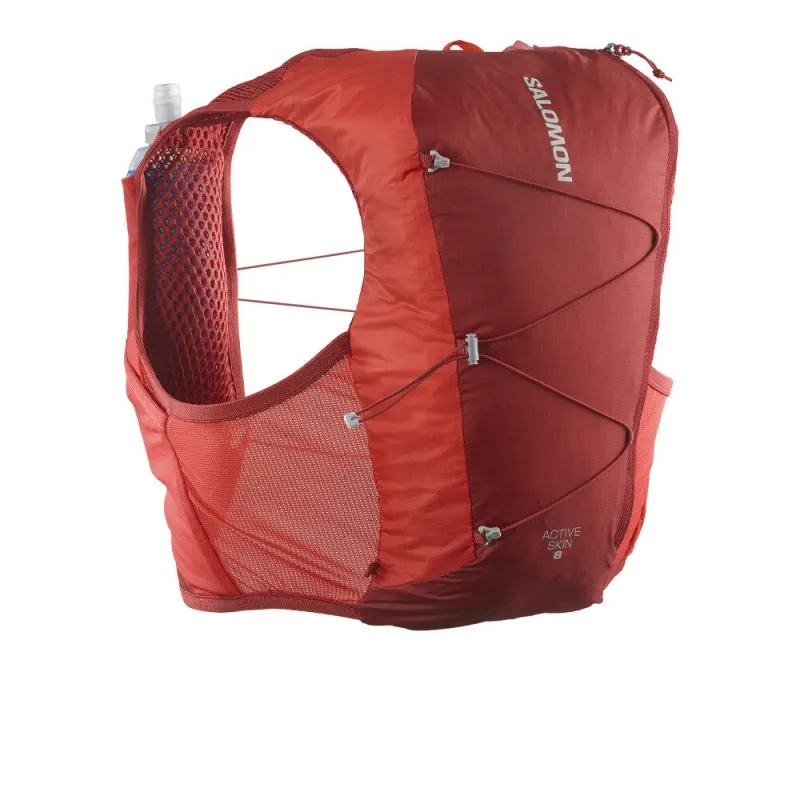 SALOMON ACTIVE SKIN 8 Gilet da running unisex con flask inclusi RED DAHLIA / HIGH RISK RED