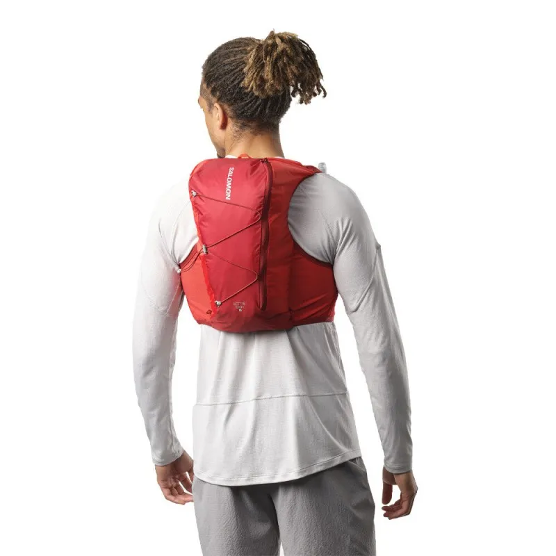 SALOMON ACTIVE SKIN 8 Gilet da running unisex con flask inclusi RED DAHLIA / HIGH RISK RED