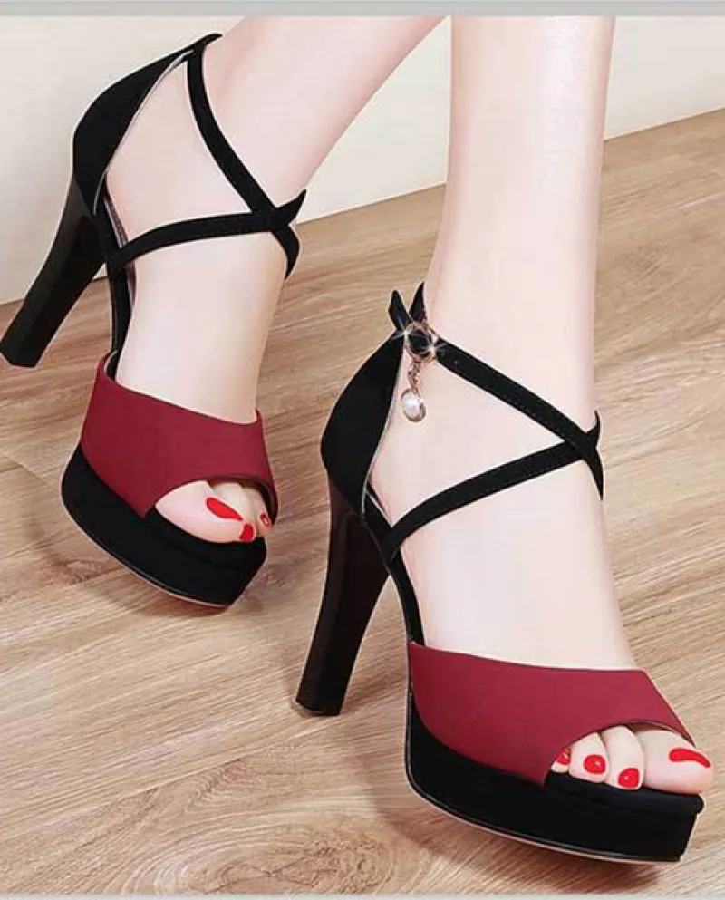 Sandali Donna Estate Sandali con tacco alto Moda Donna Scarpe con tacco Casual Party Solid Platform Shoes Chaussure Fem