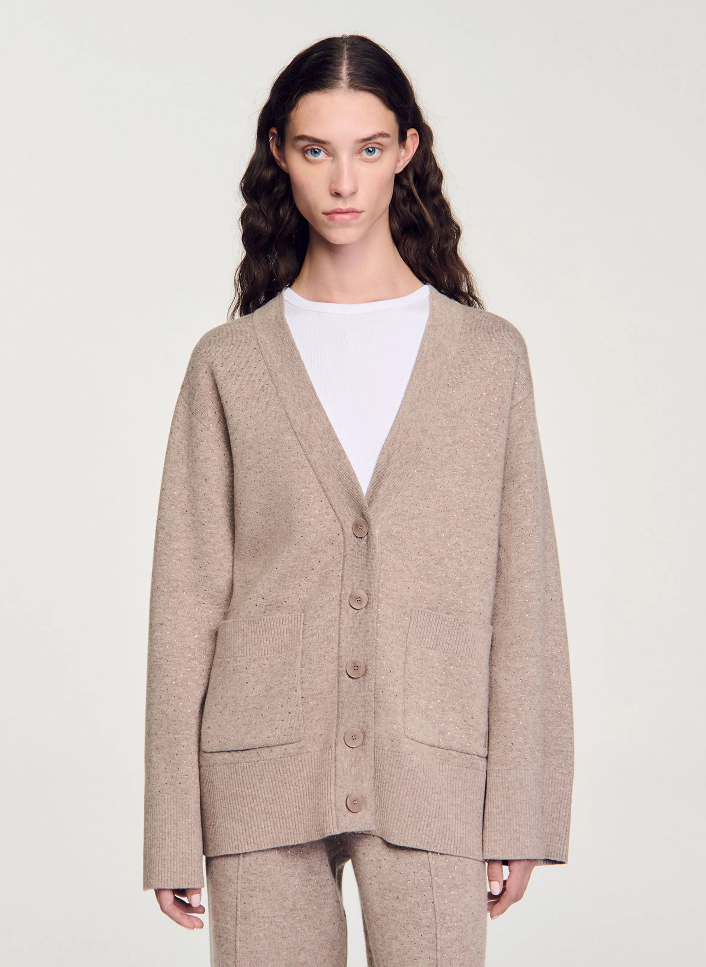  SANDRO   Cardigan ampio in maglia | Beige