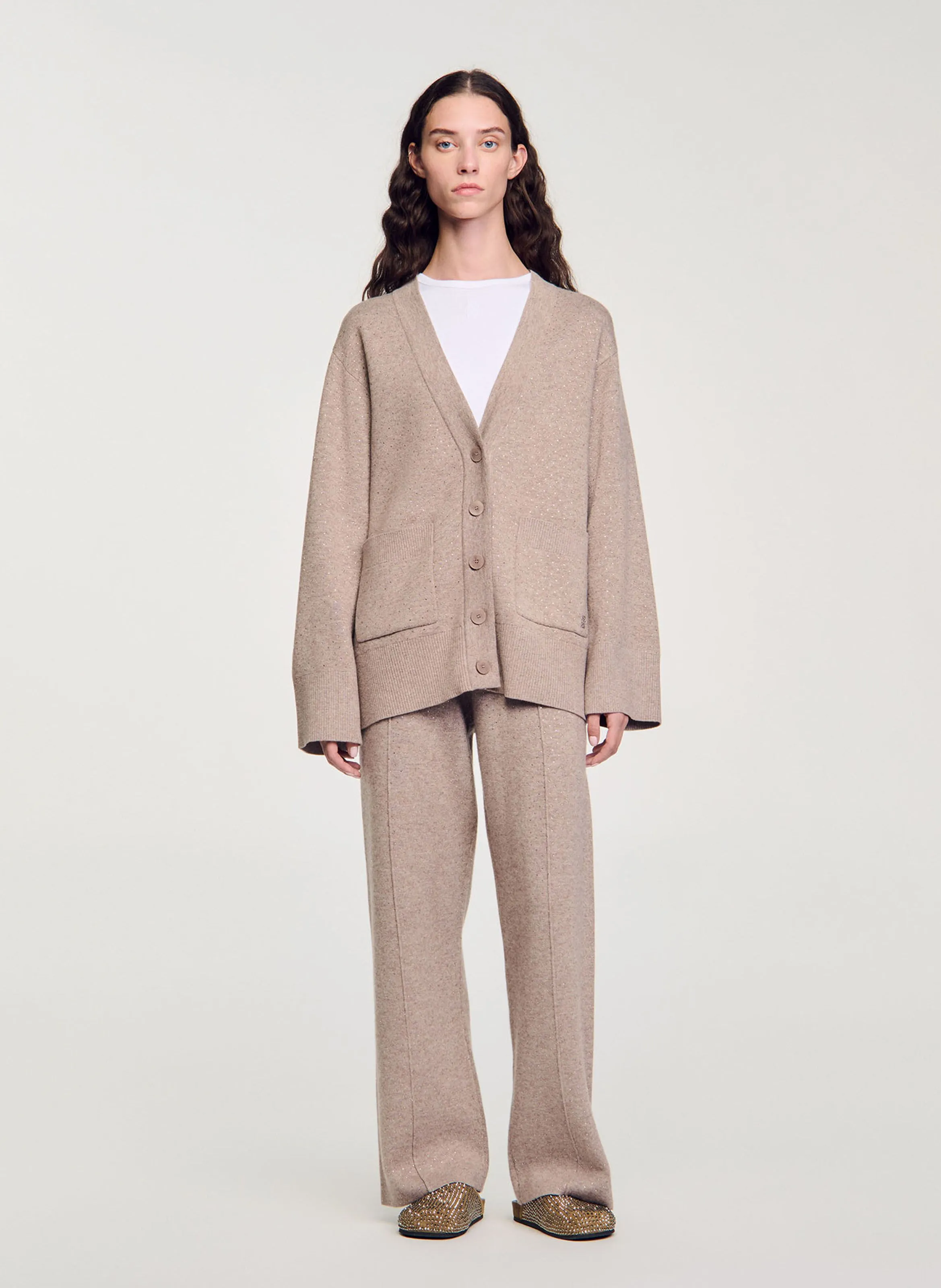  SANDRO   Cardigan ampio in maglia | Beige