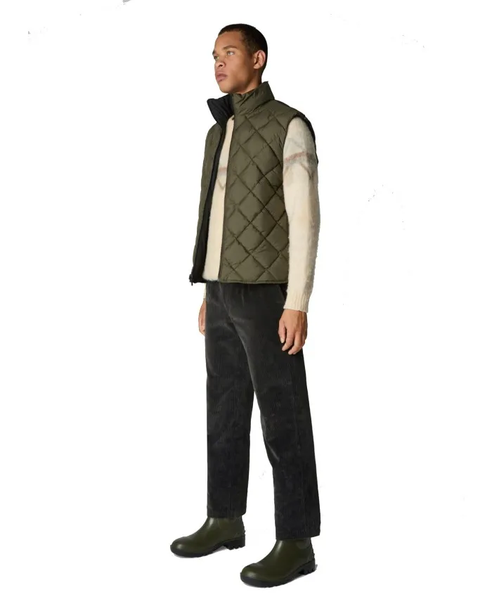 SAVE THE DUCK Gilet Uomo D80960M Recy15 Spiros A-EE Reversibile 20709 black/50037 l.green