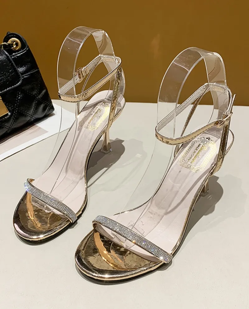 Scarpe Donna 2022 Sandali con tacco alto Sandali da donna Sandali con cinturino con tacco sottile e scarpe con punta aperta in d