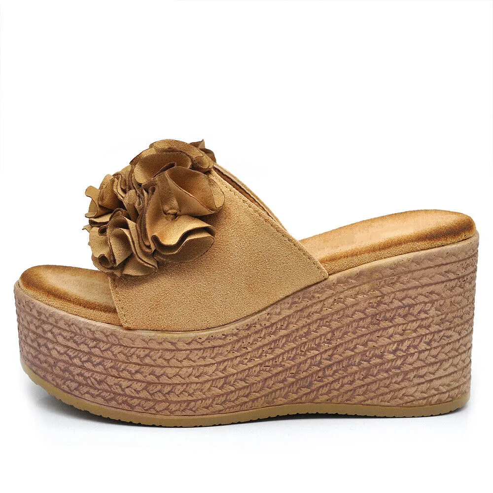 Scarpe Sandali Ciabatte Zoccoli Da Donna Con Zeppa Comodi Fiore MS23017