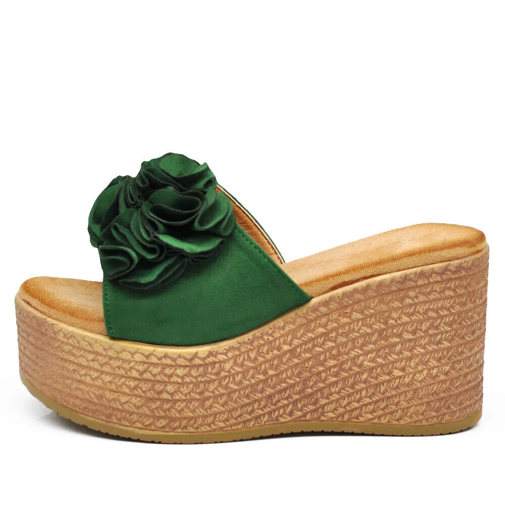 Scarpe Sandali Ciabatte Zoccoli Da Donna Con Zeppa Comodi Fiore MS23017