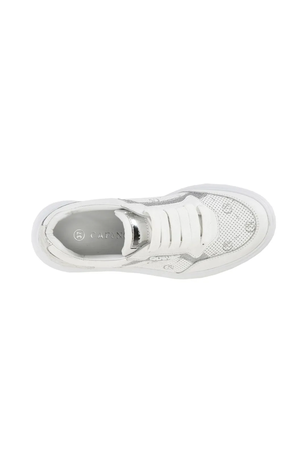 sneakers multicolor in pelle con logo cafènoir su suola a cassetta bianco