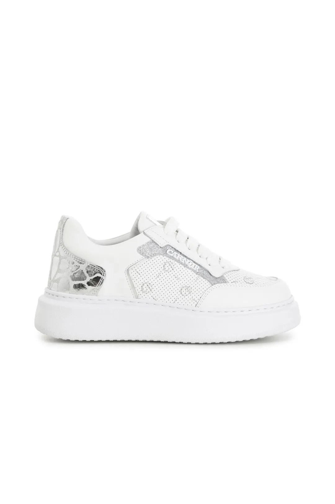 sneakers multicolor in pelle con logo cafènoir su suola a cassetta bianco