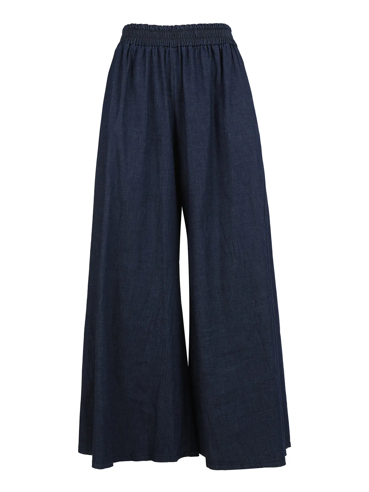 Solada Pantalon palazzo femme effet denim