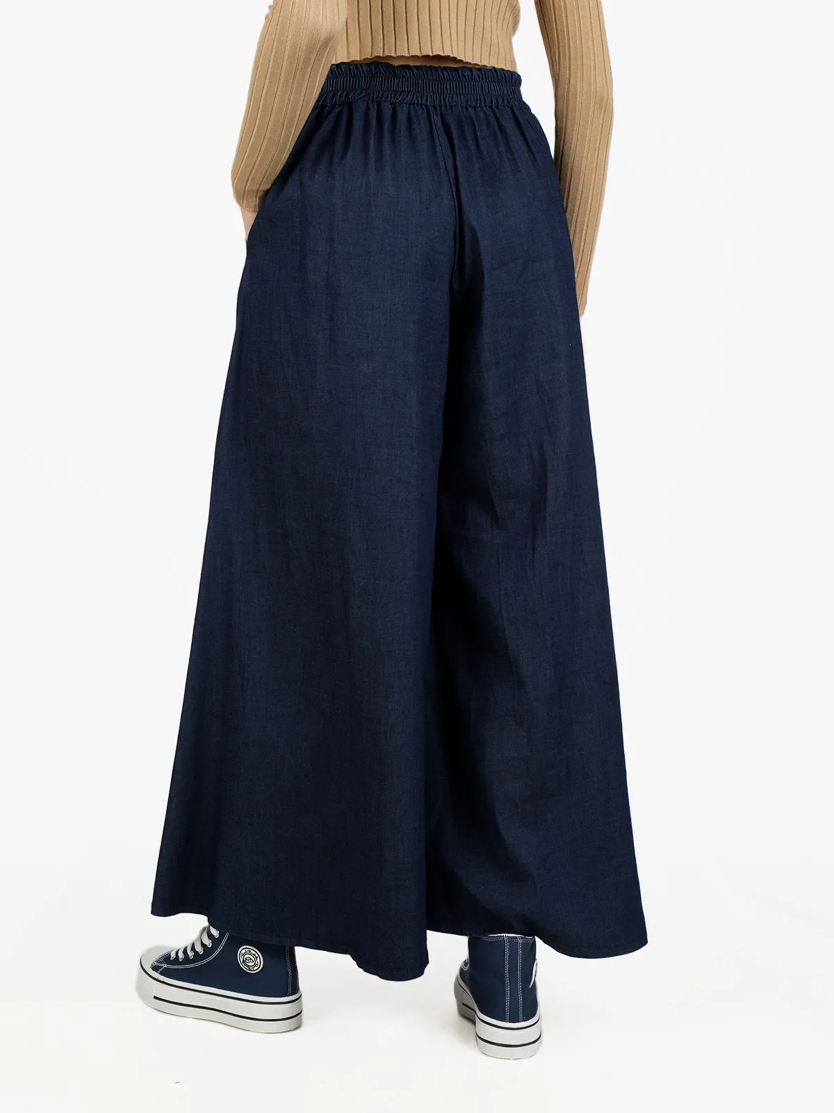 Solada Pantalon palazzo femme effet denim