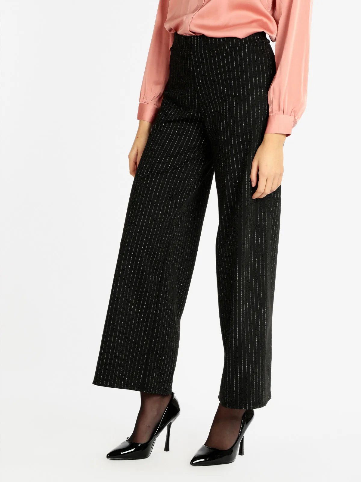 Solada Pantalon palazzo femme à fines rayures