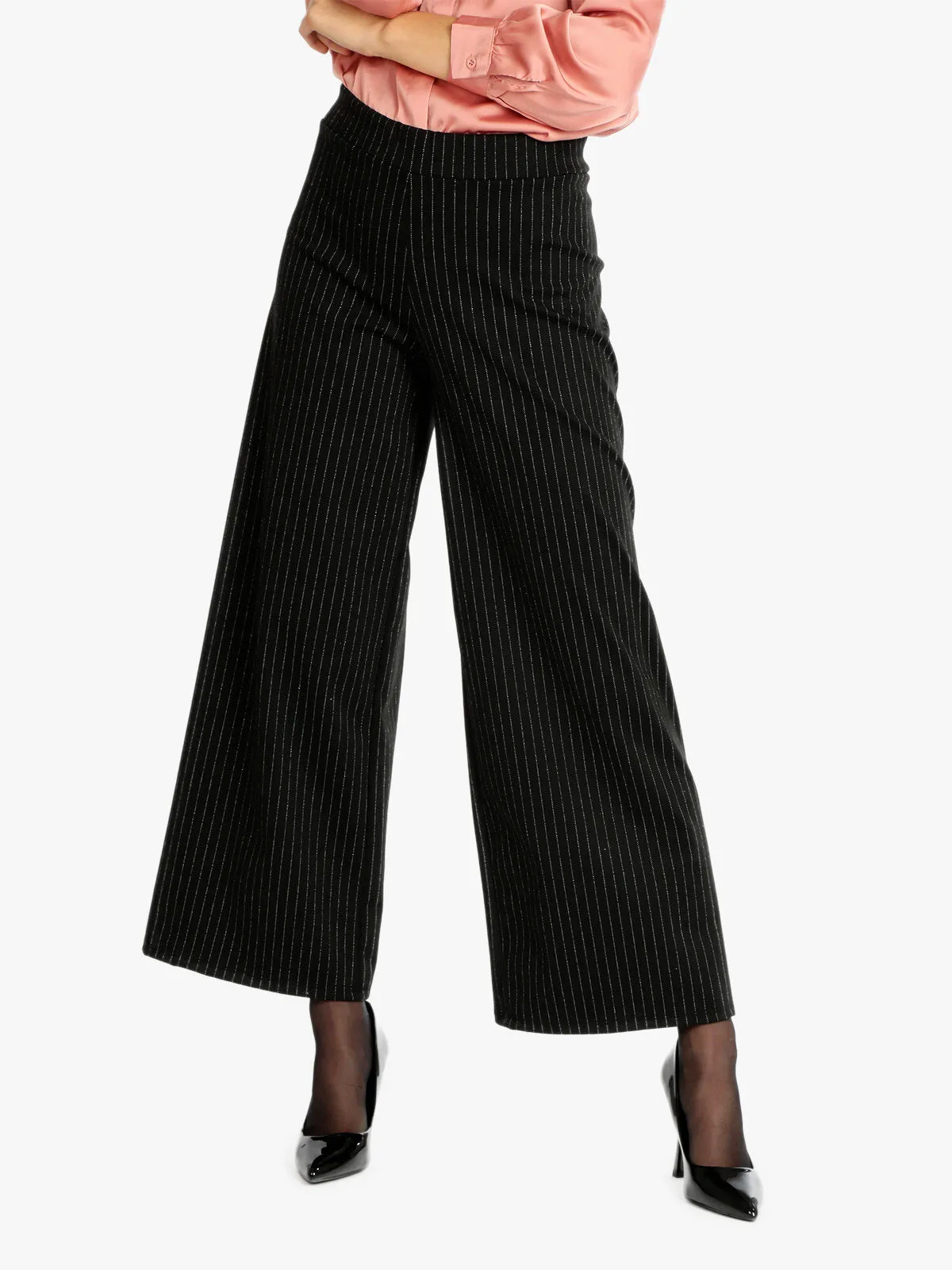 Solada Pantalon palazzo femme à fines rayures