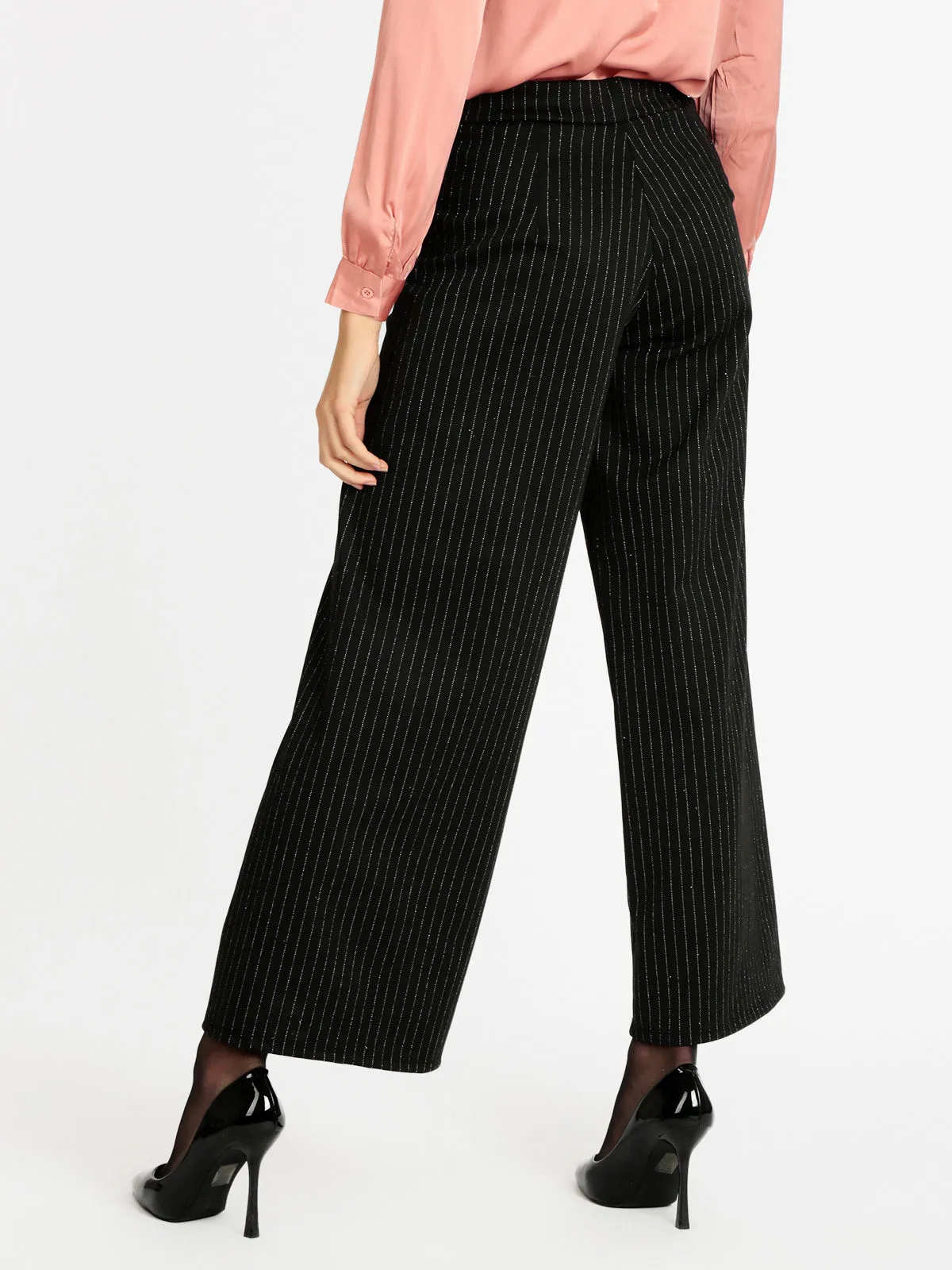 Solada Pantalon palazzo femme à fines rayures