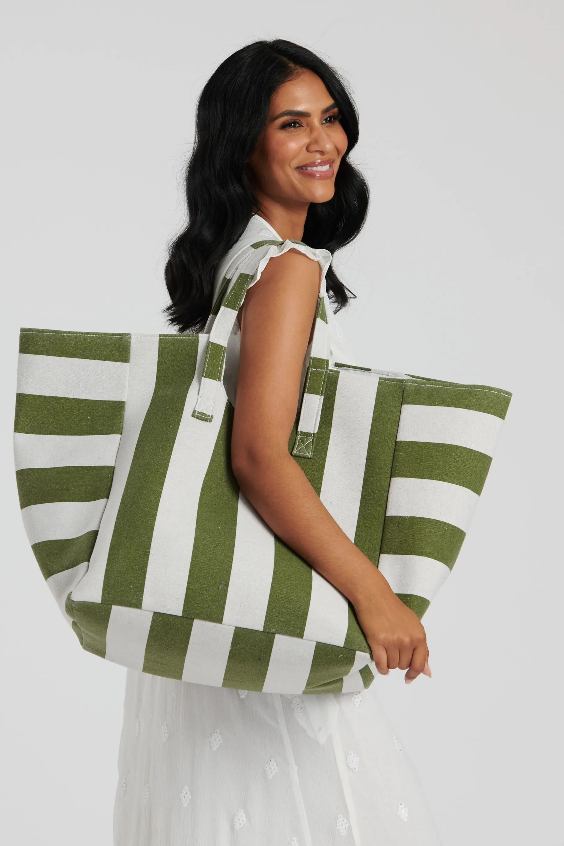 South Beach - Borsa tote oversize con spalle a righe