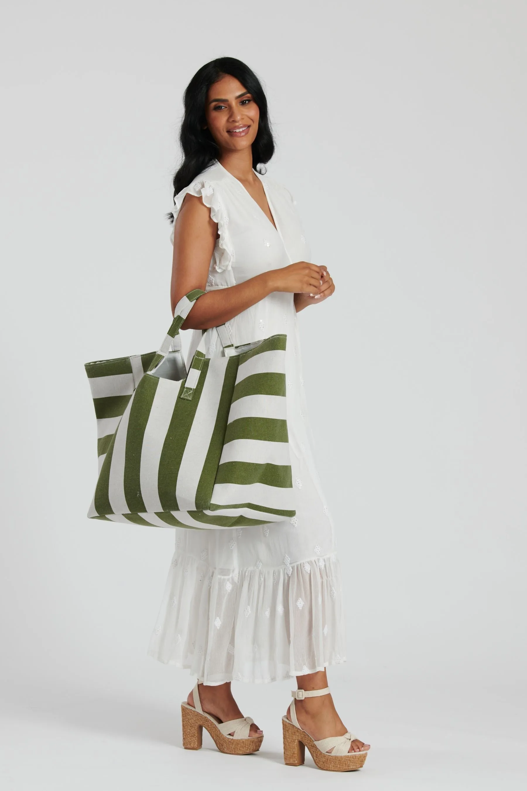 South Beach - Borsa tote oversize con spalle a righe