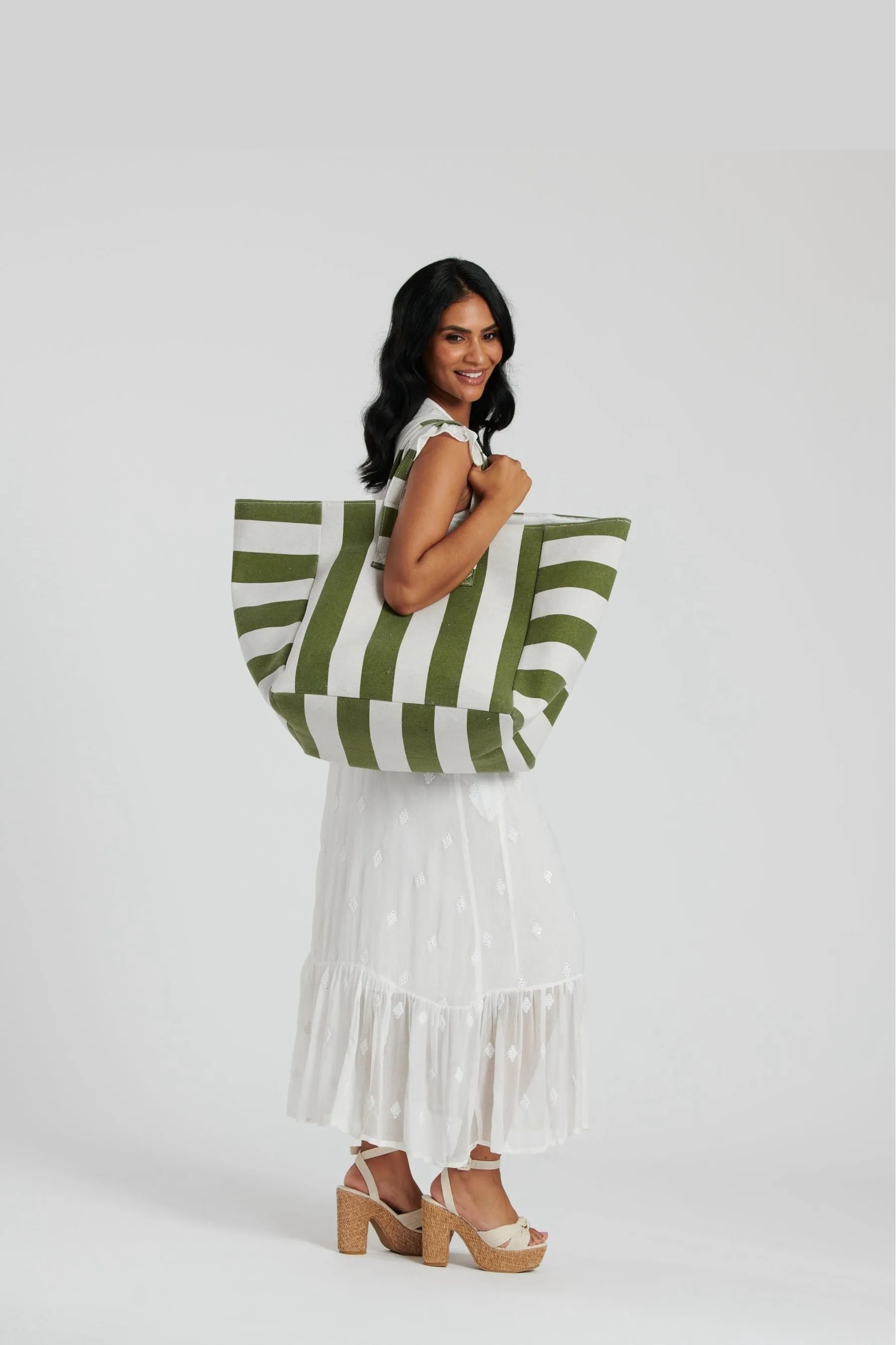South Beach - Borsa tote oversize con spalle a righe