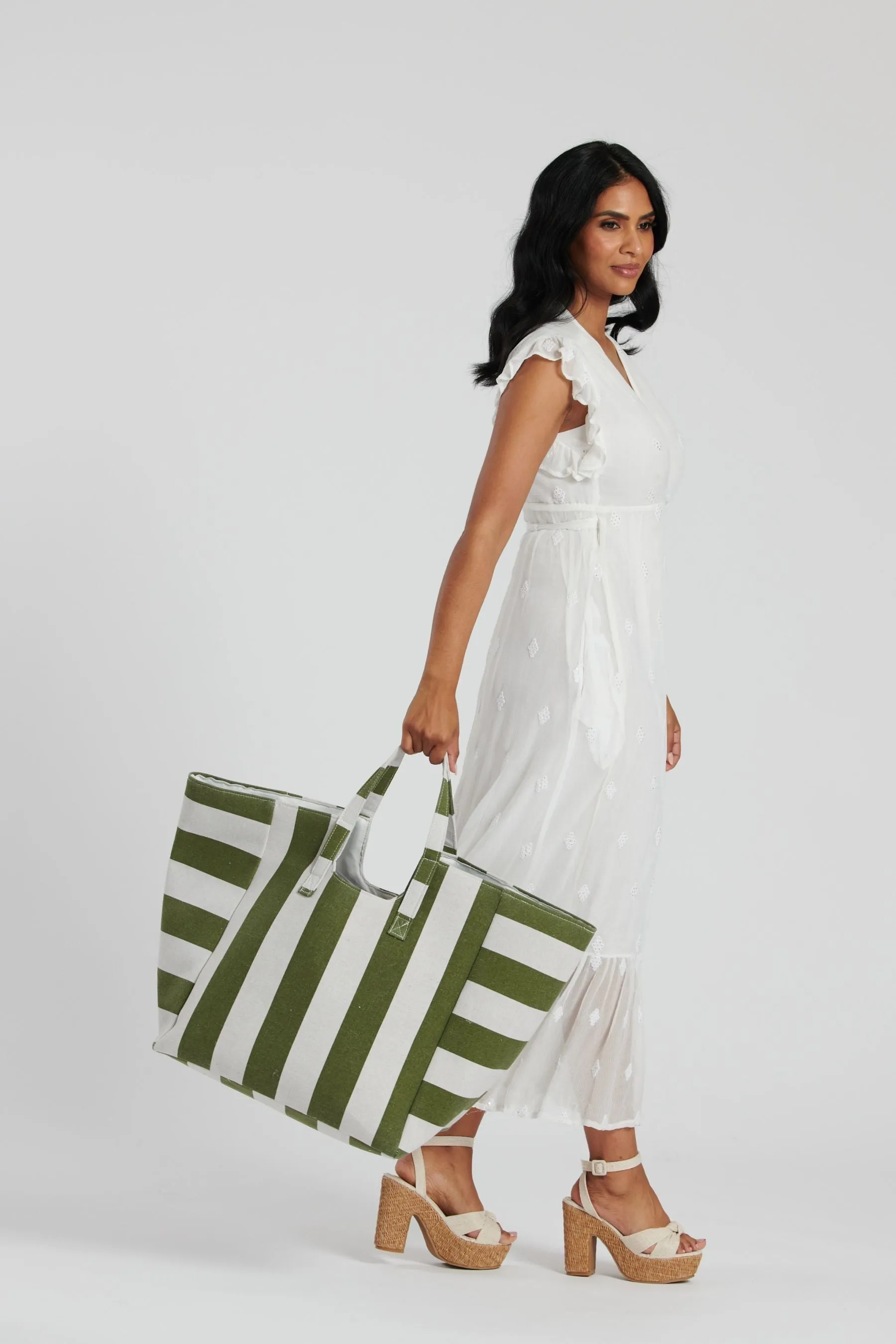 South Beach - Borsa tote oversize con spalle a righe