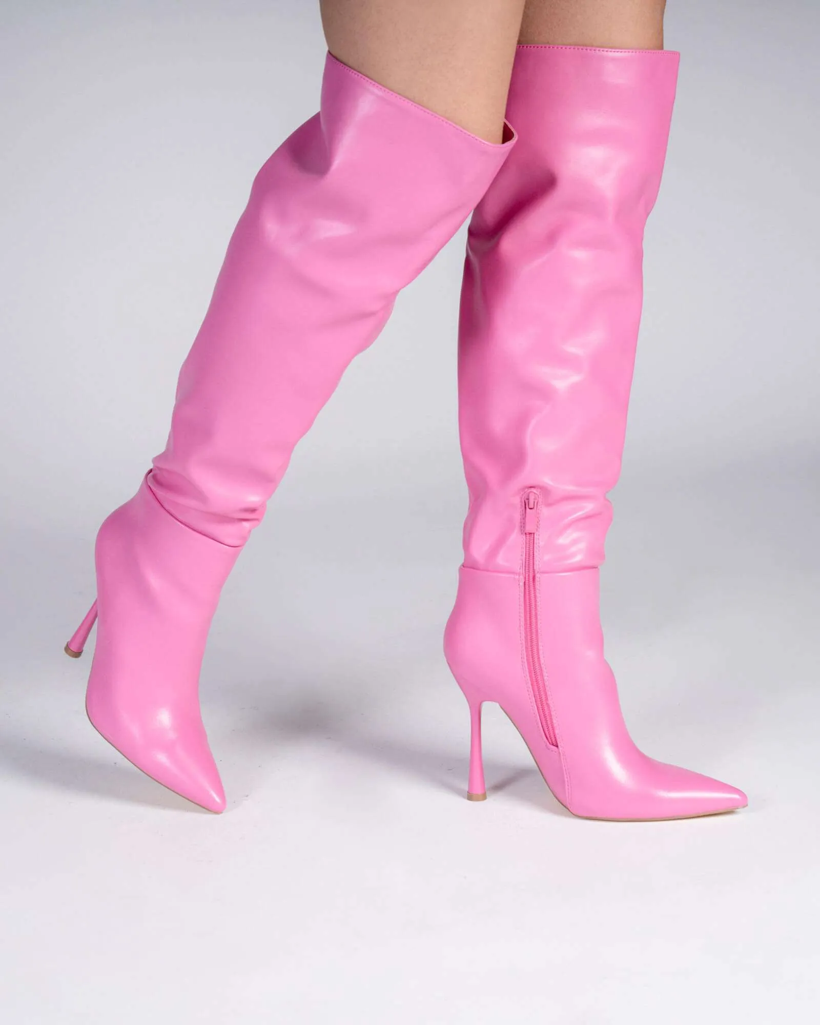 Stivale alto con tacco a spillo - Rosa