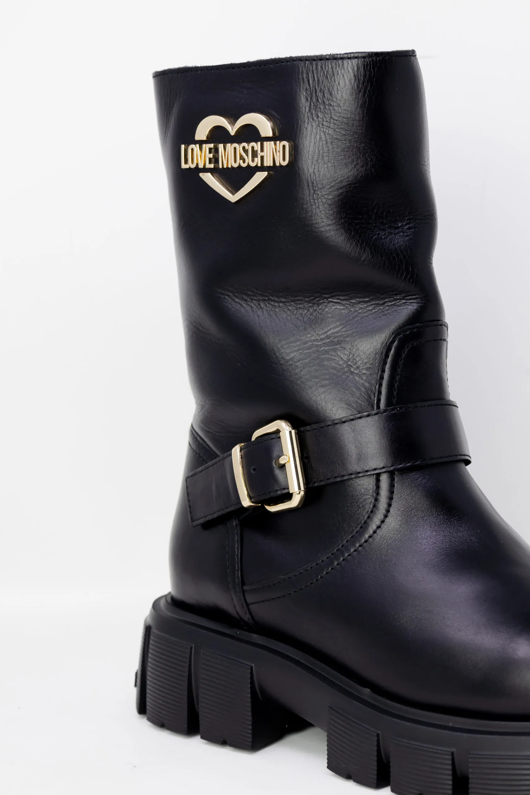 Stivali Love Moschino gold logo Nero
