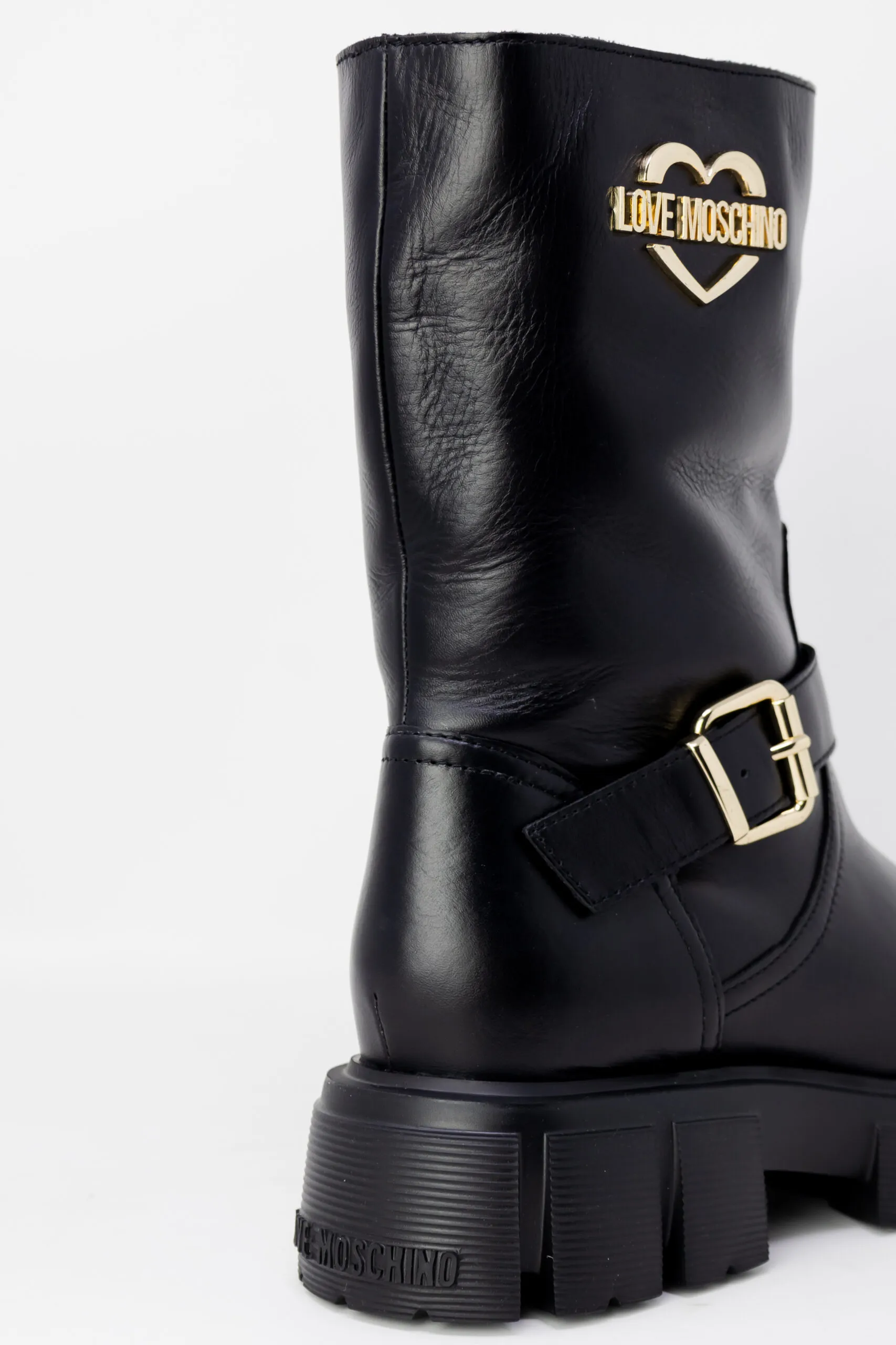 Stivali Love Moschino gold logo Nero