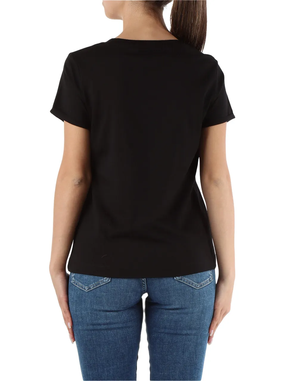 T-shirt in cotone con scritta logo frontale